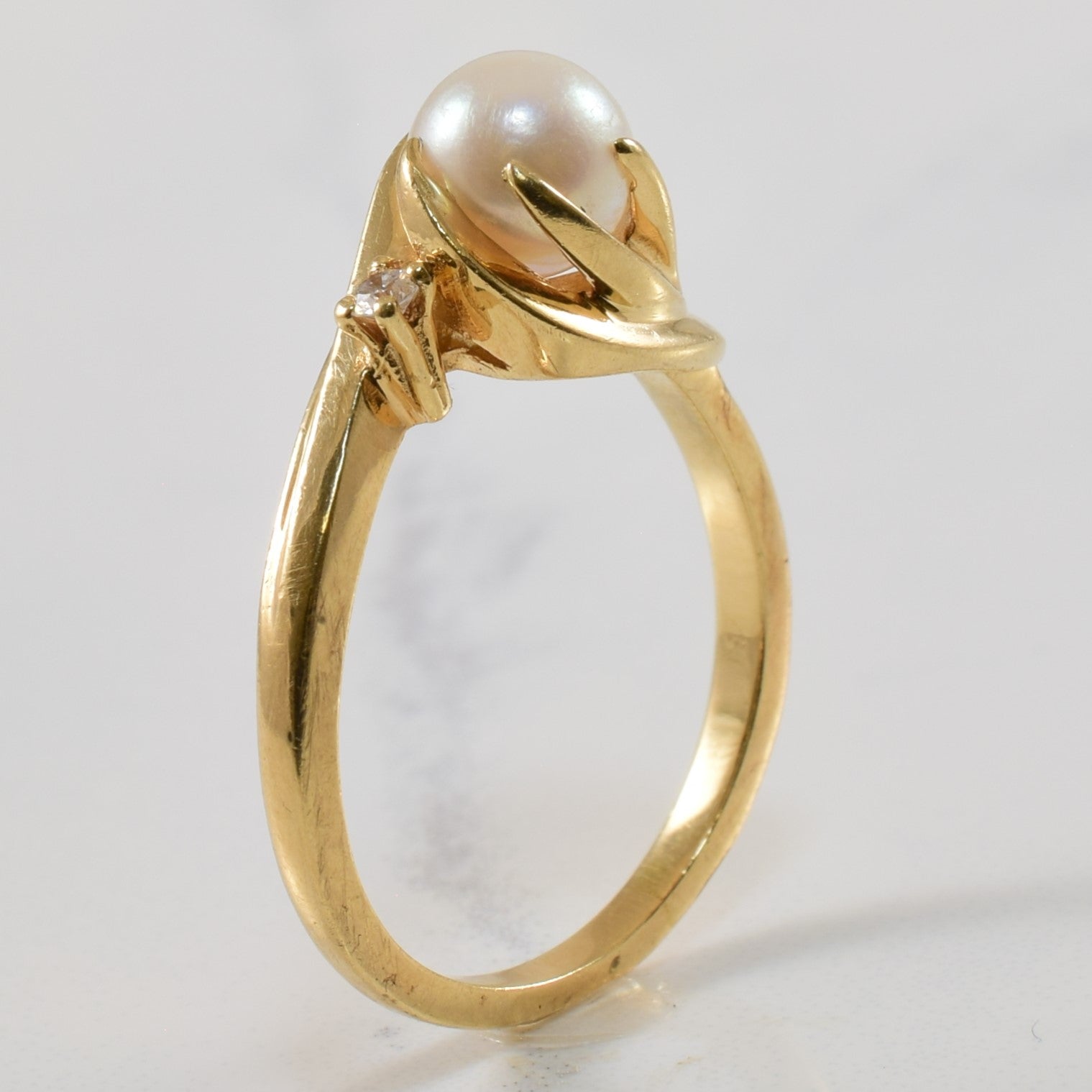 Pearl & Diamond Bypass Ring | 1.75ct, 0.03ct | SZ 7.25 |