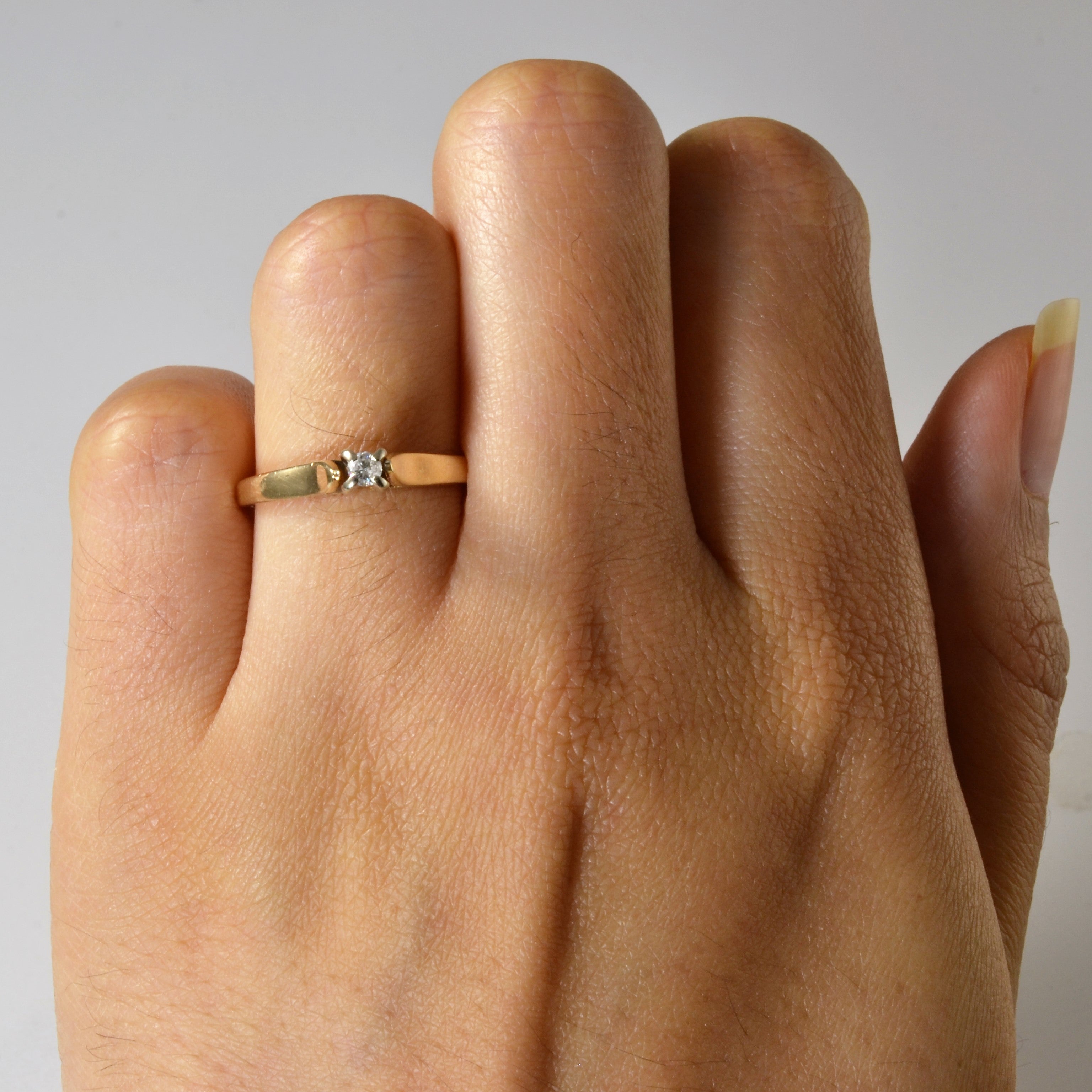 High Set Petite Solitaire Diamond Ring | 0.06ct | SZ 5.75 |