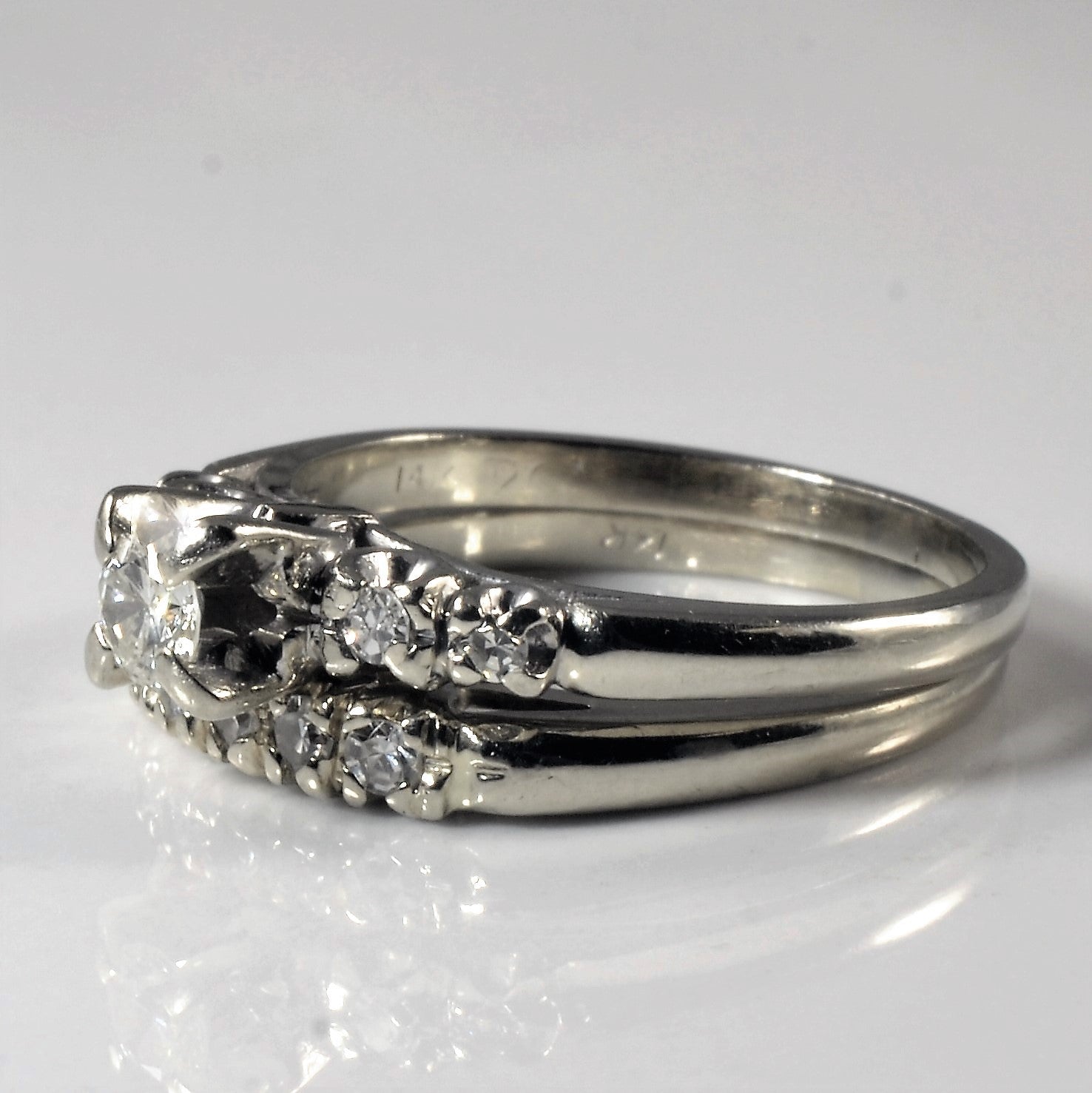 Retro Diamond Wedding Set | 0.37ctw | SZ 5.75 |