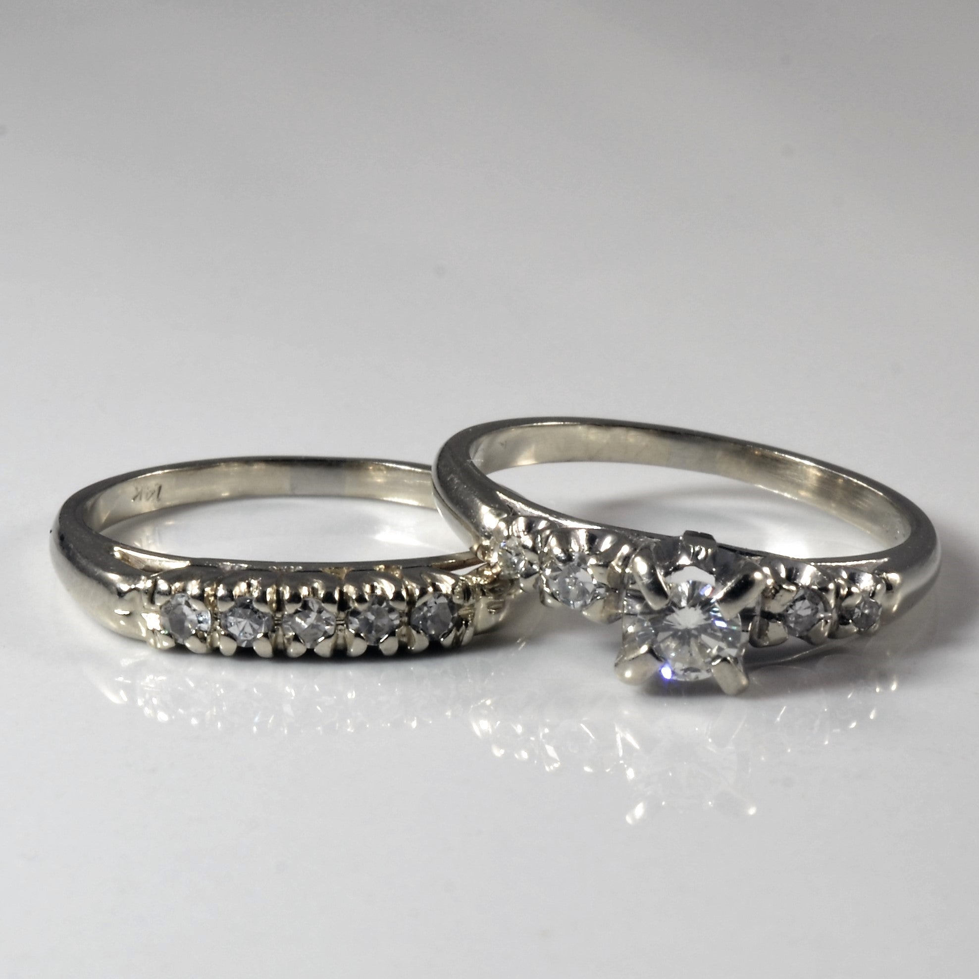 Retro Diamond Wedding Set | 0.37ctw | SZ 5.75 |