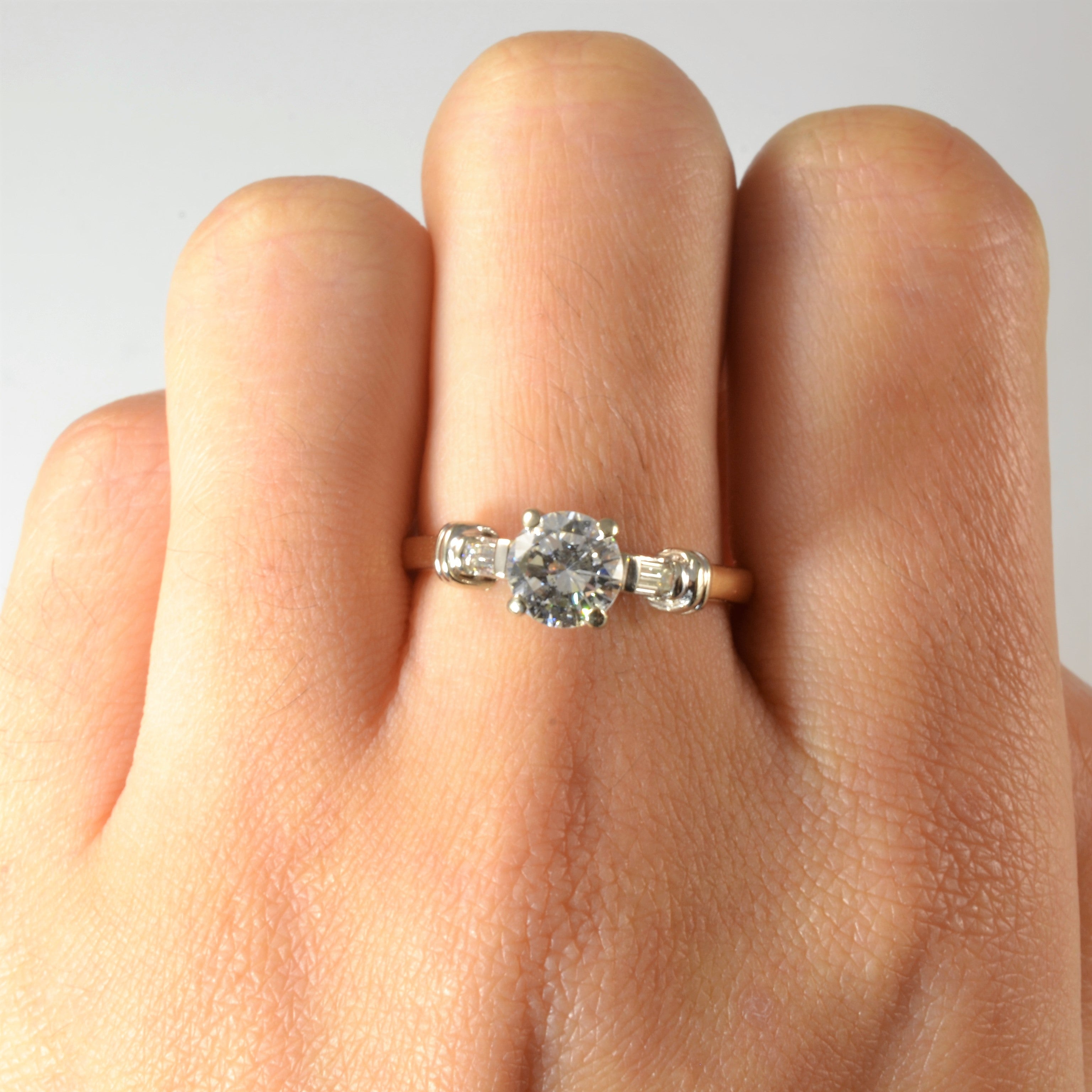Baguette Shoulder Three Stone Engagement Ring | 1.01ctw | SZ 8 |