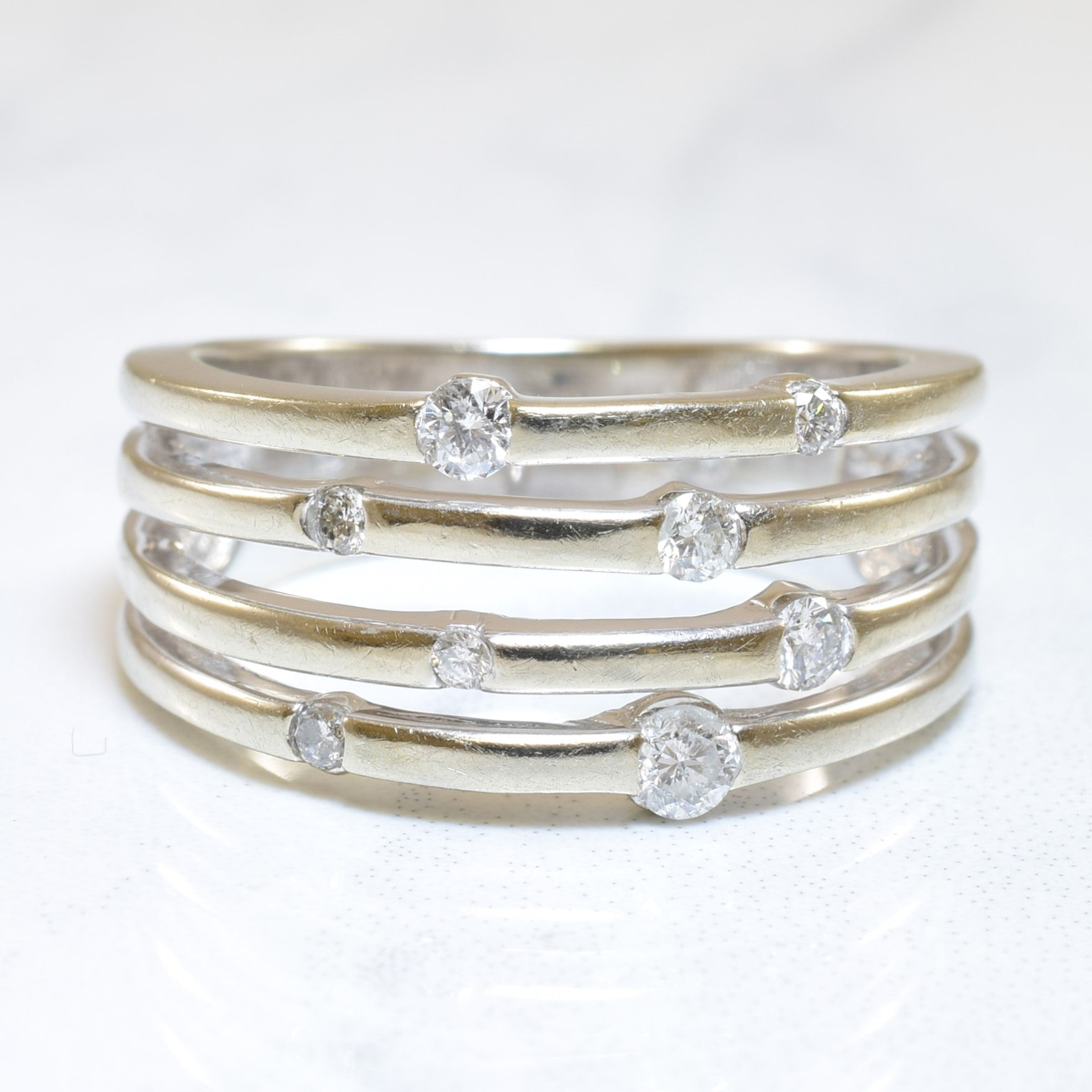 Scattered diamond wedding on sale band