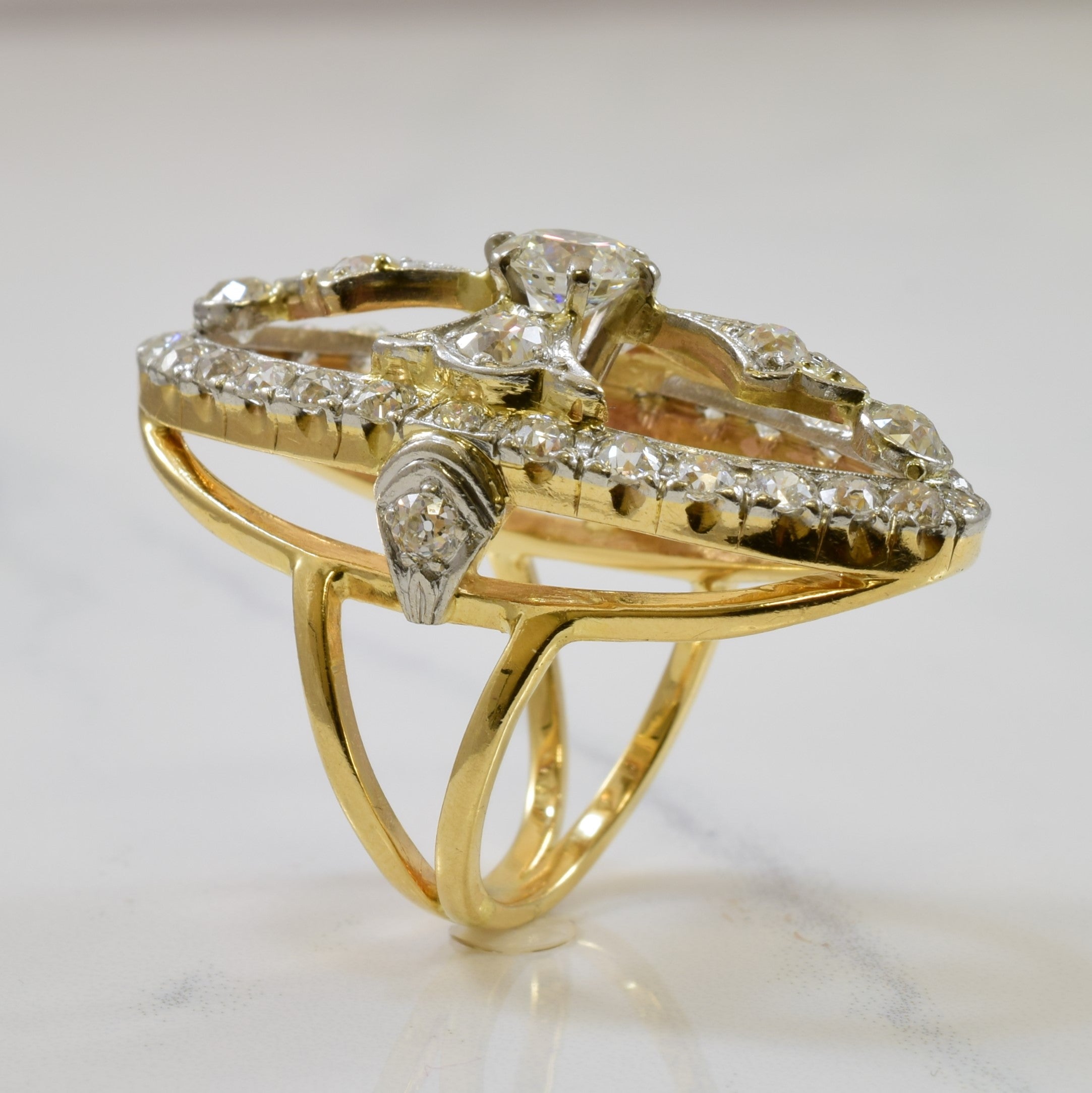 Art Deco Brooch Converted Cocktail Ring | 3.15ctw | SZ 6.5 |