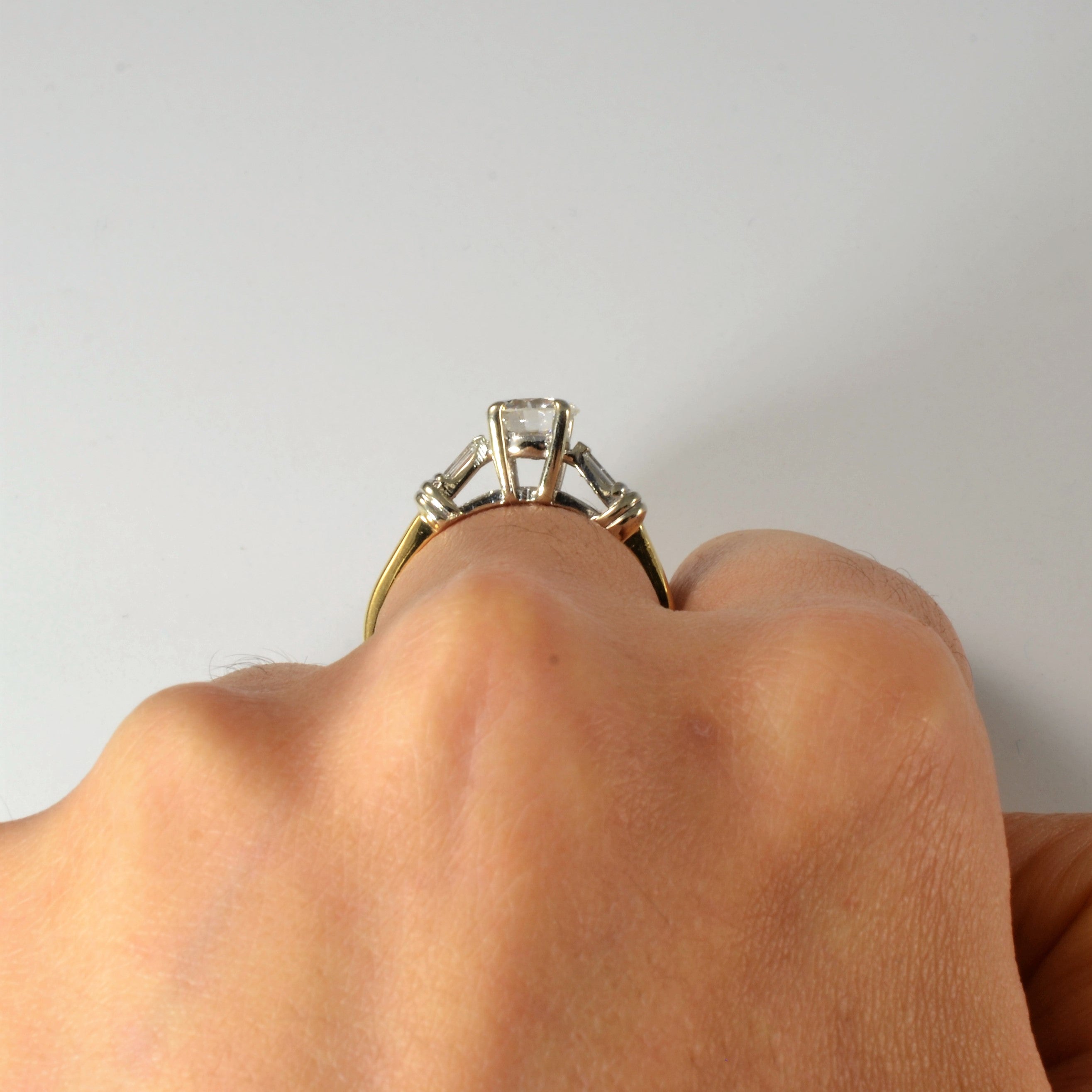 Baguette Shoulder Three Stone Engagement Ring | 1.01ctw | SZ 8 |