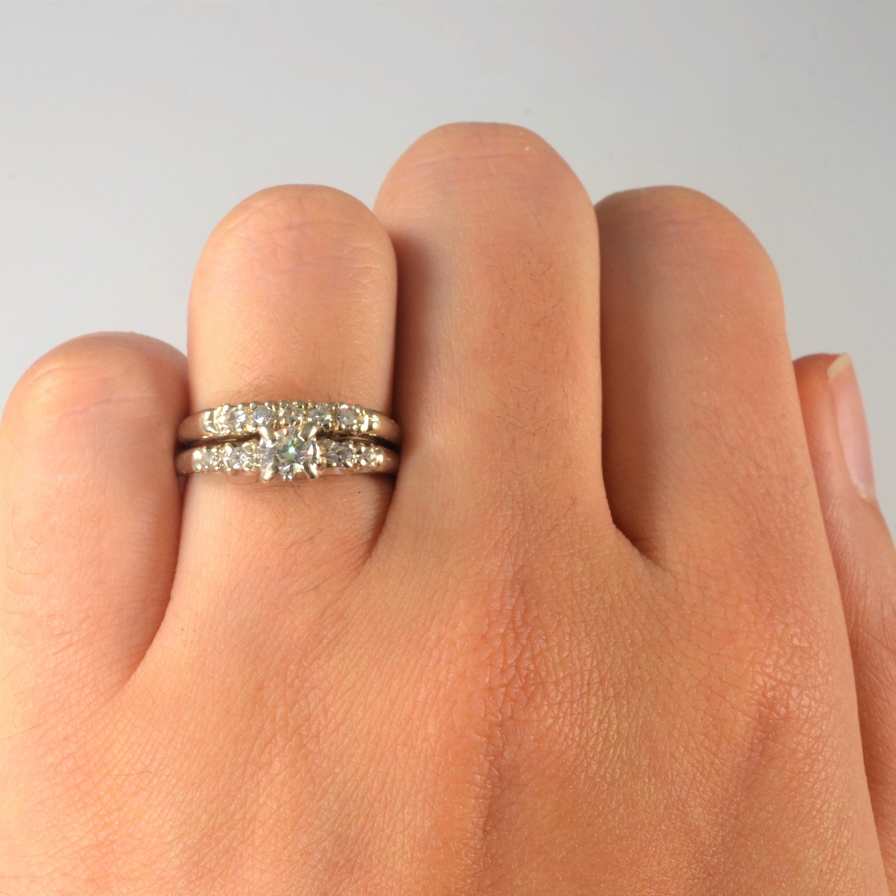 Retro Diamond Wedding Set | 0.37ctw | SZ 5.75 |