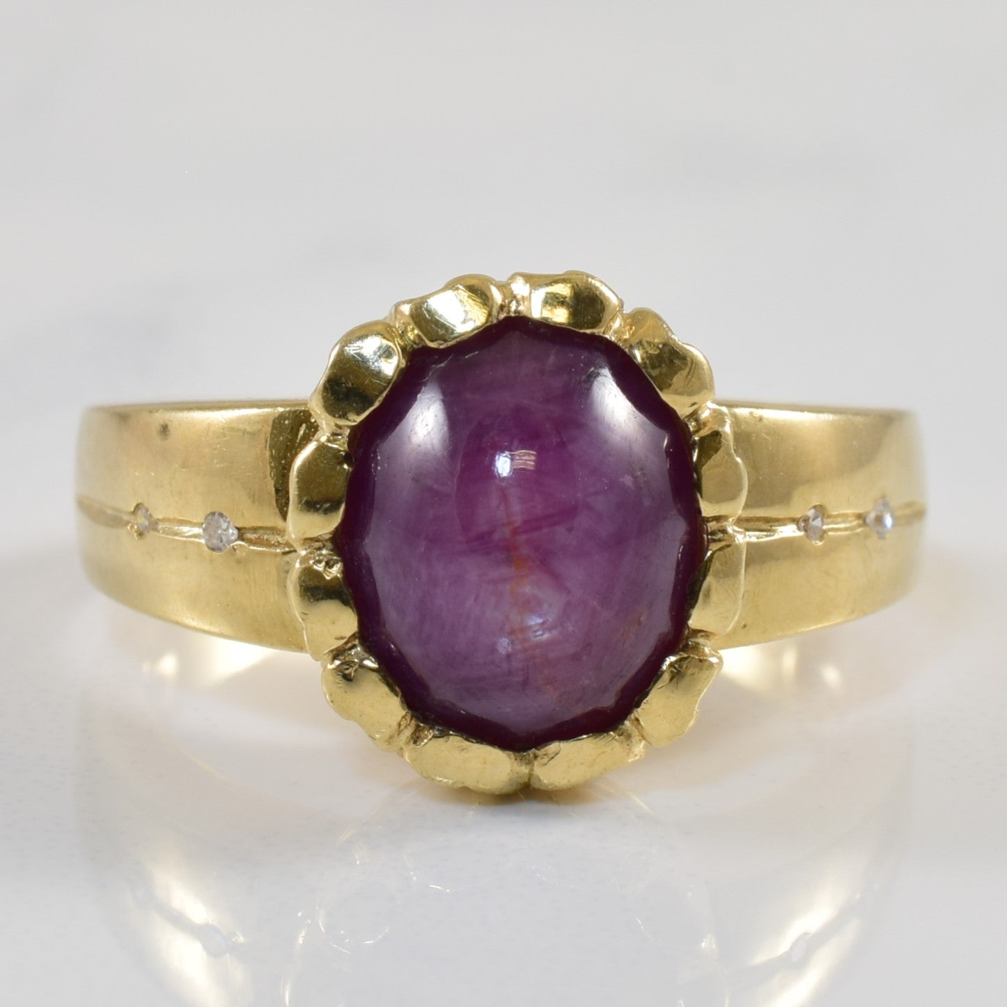 Bezel Set Star Ruby & Diamond Ring | 4.75ct, 0.02ctw | SZ 7 |