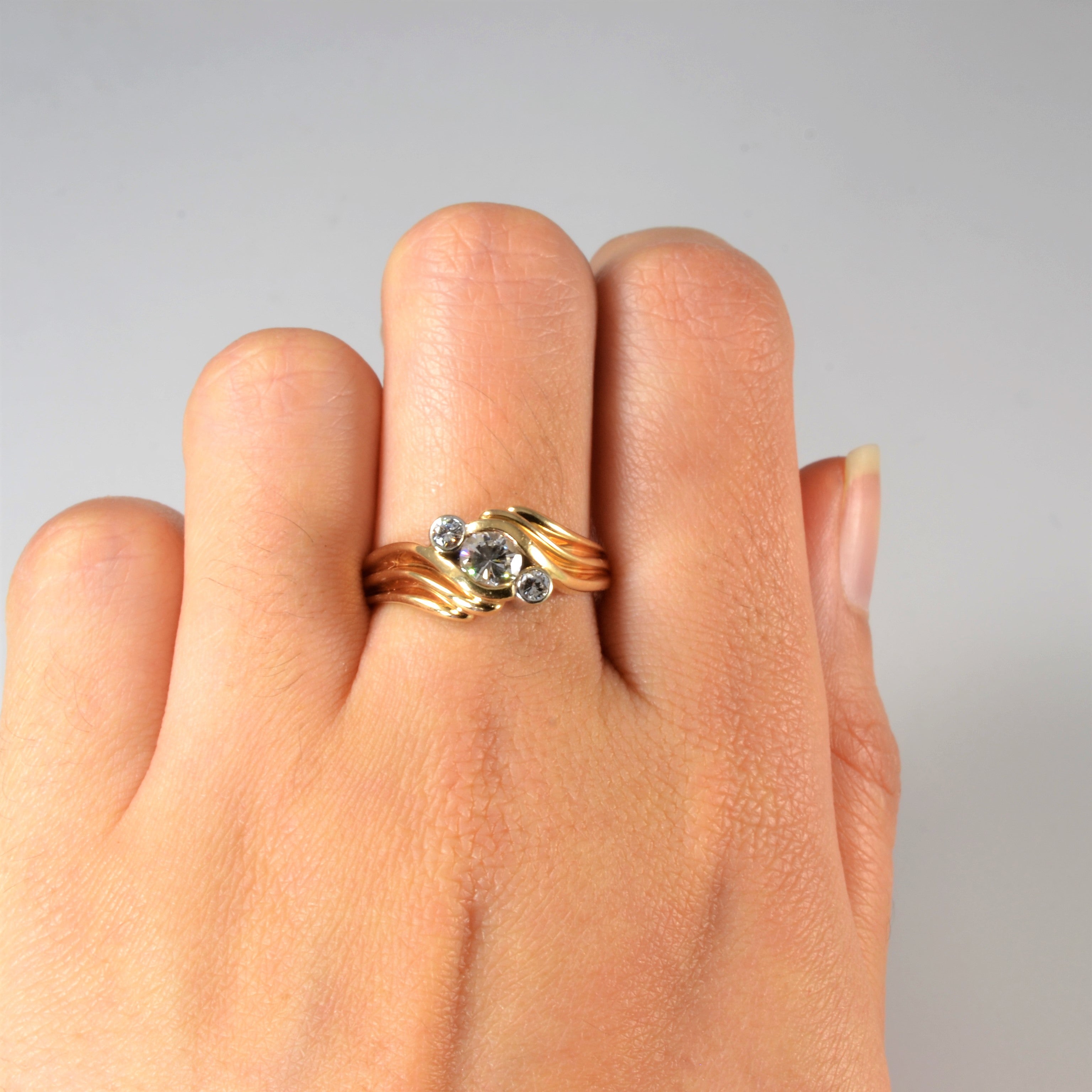 Bypass Bezel Set Three Stone Diamond Ring | 0.66ctw | SZ 8.5 |