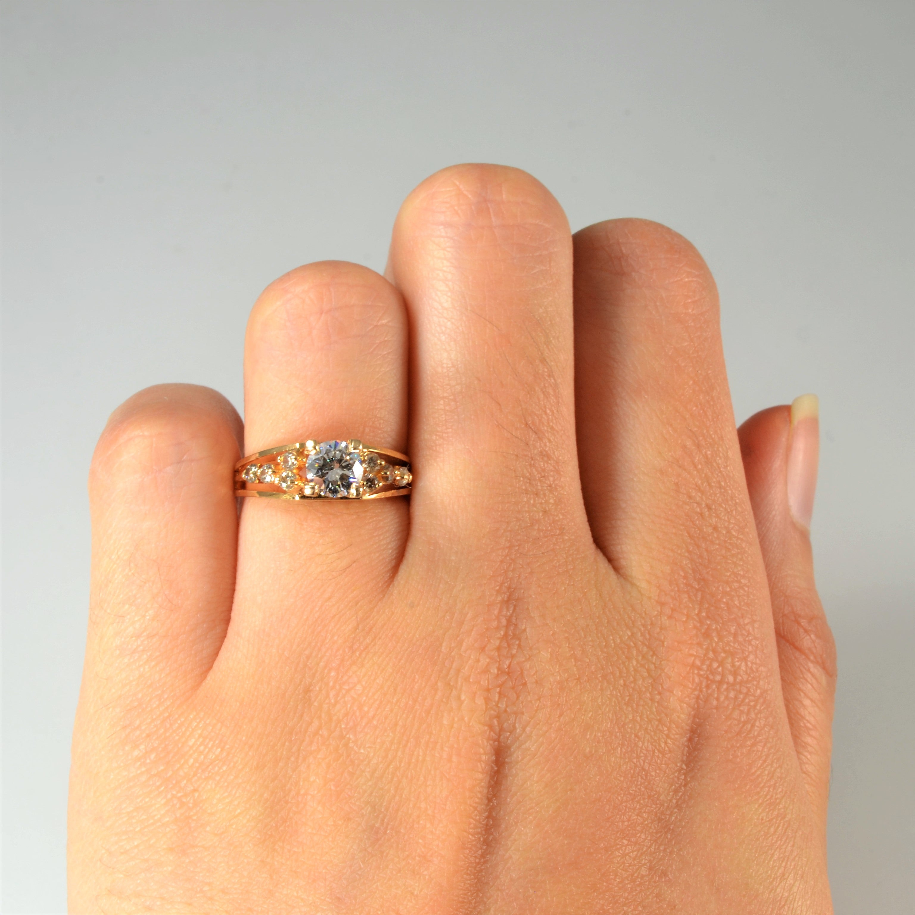 High Set Diamond Side Cluster Engagement Ring | 0.72ctw | SZ 4.5 |