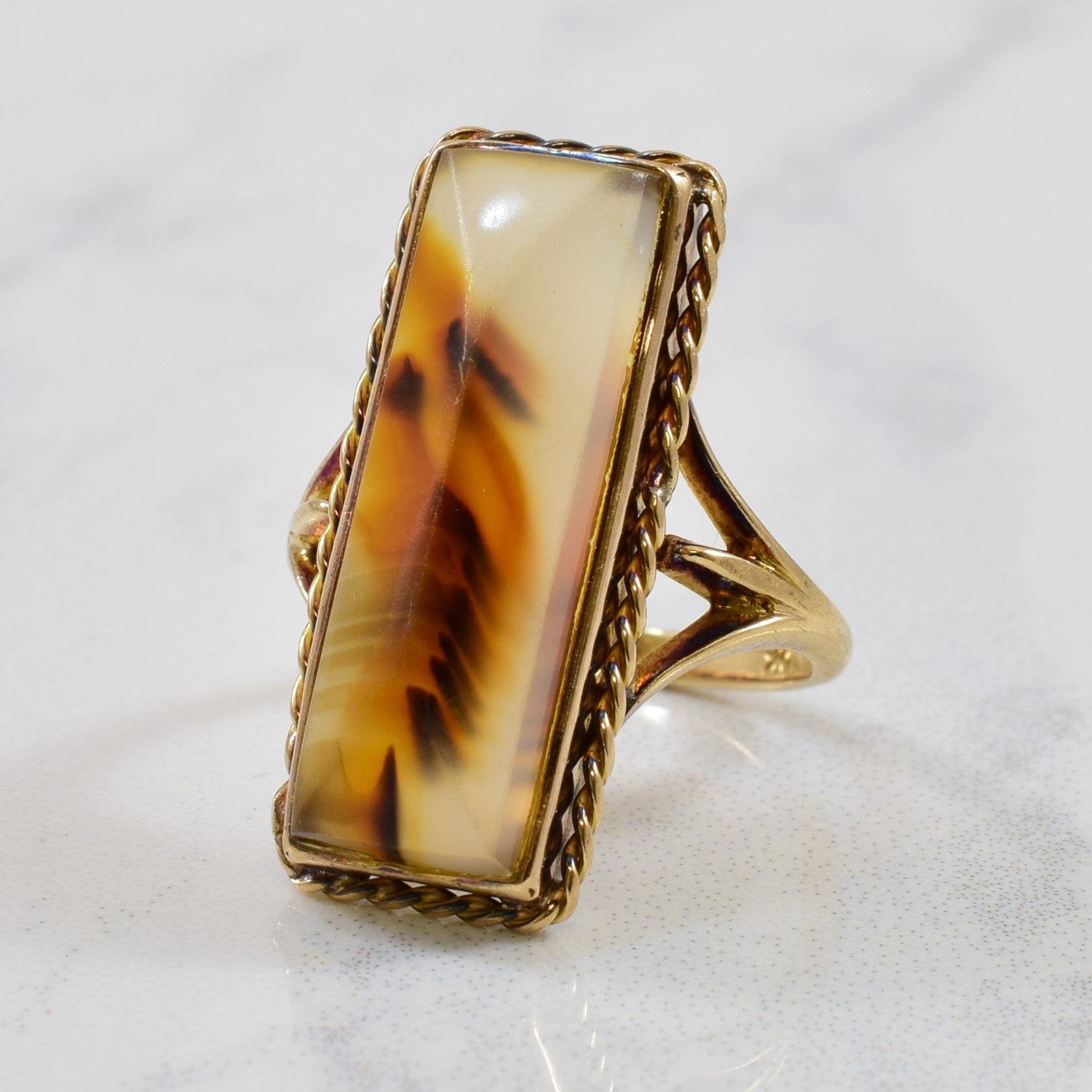 Bague en agate à tige fendue | 4,50 ct | Taille 3,25 |