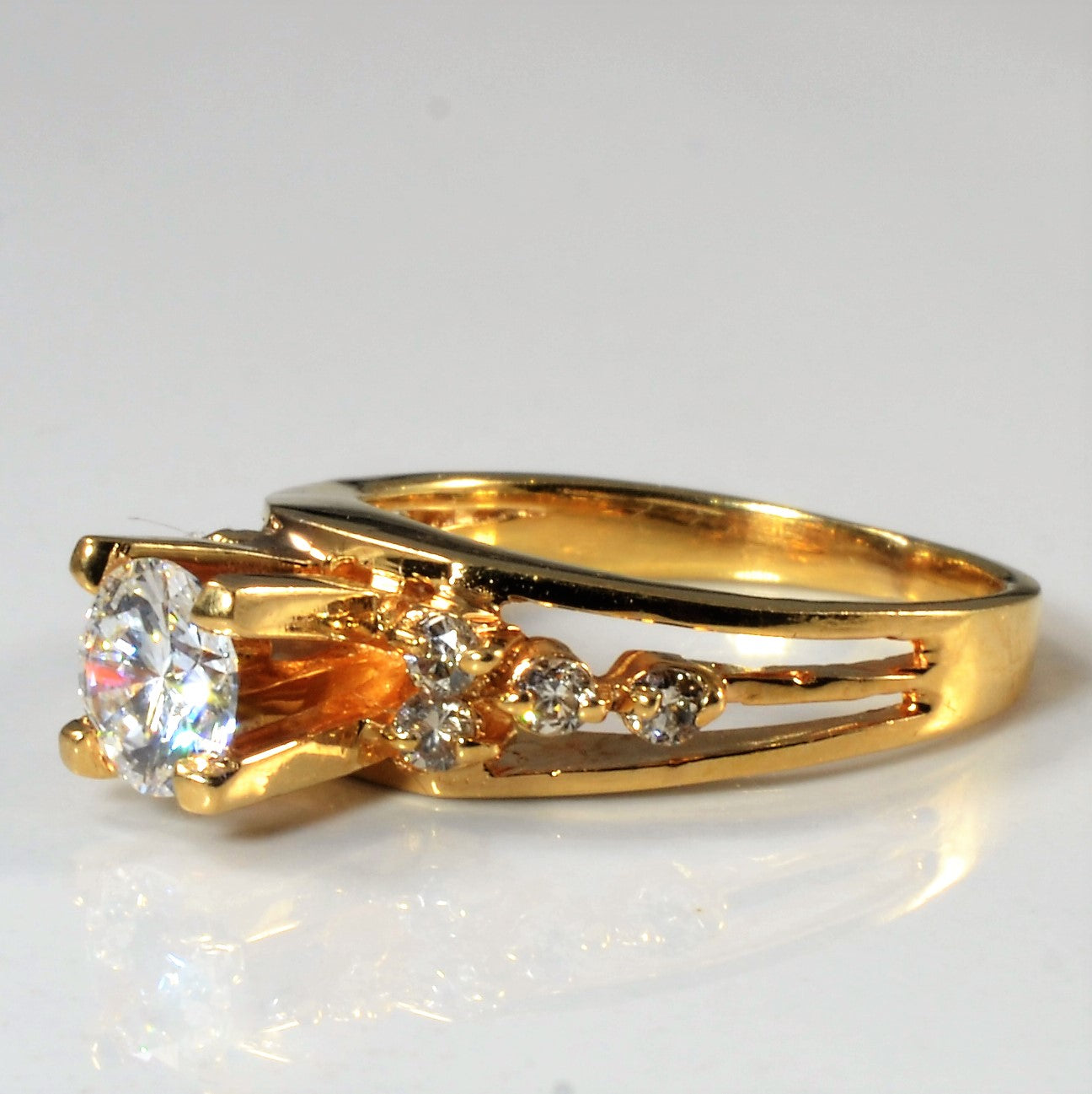 High Set Diamond Side Cluster Engagement Ring | 0.72ctw | SZ 4.5 |