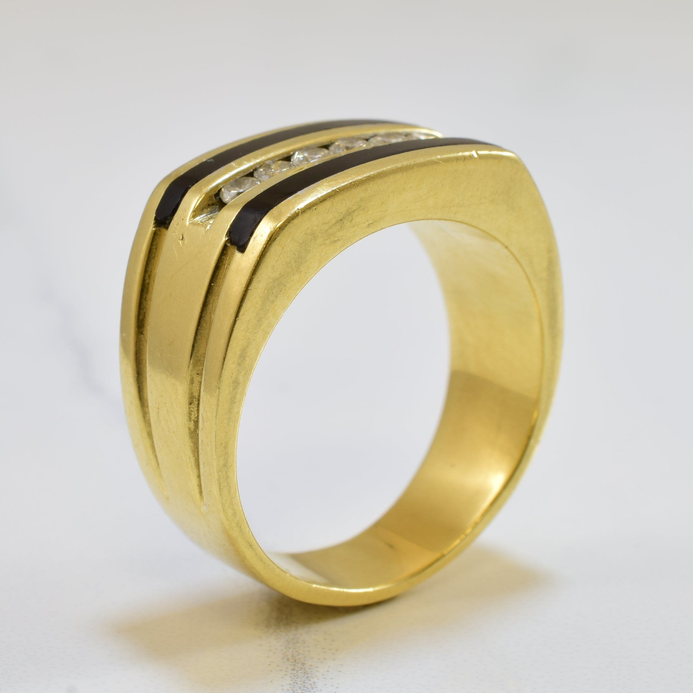 Black Onyx & Diamond Ring | 1.00ctw, 0.28ctw | SZ 10.25 |
