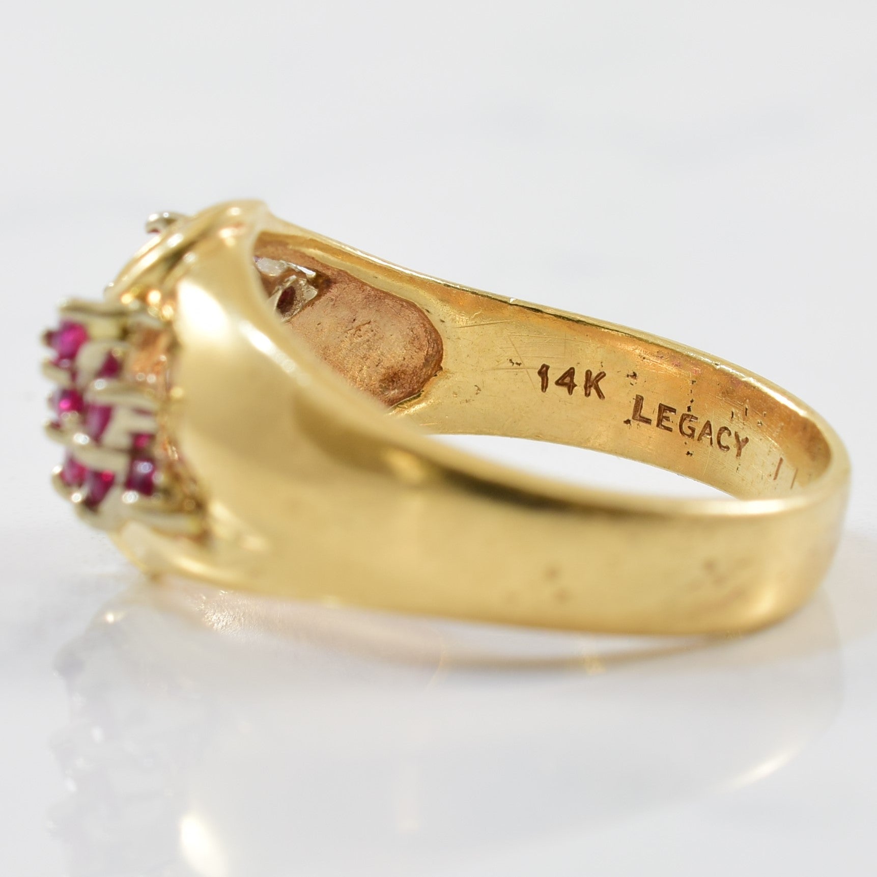 Diamond & Ruby Bypass Cocktail Ring | 0.25ctw, 0.44ctw | SZ 8.25 |