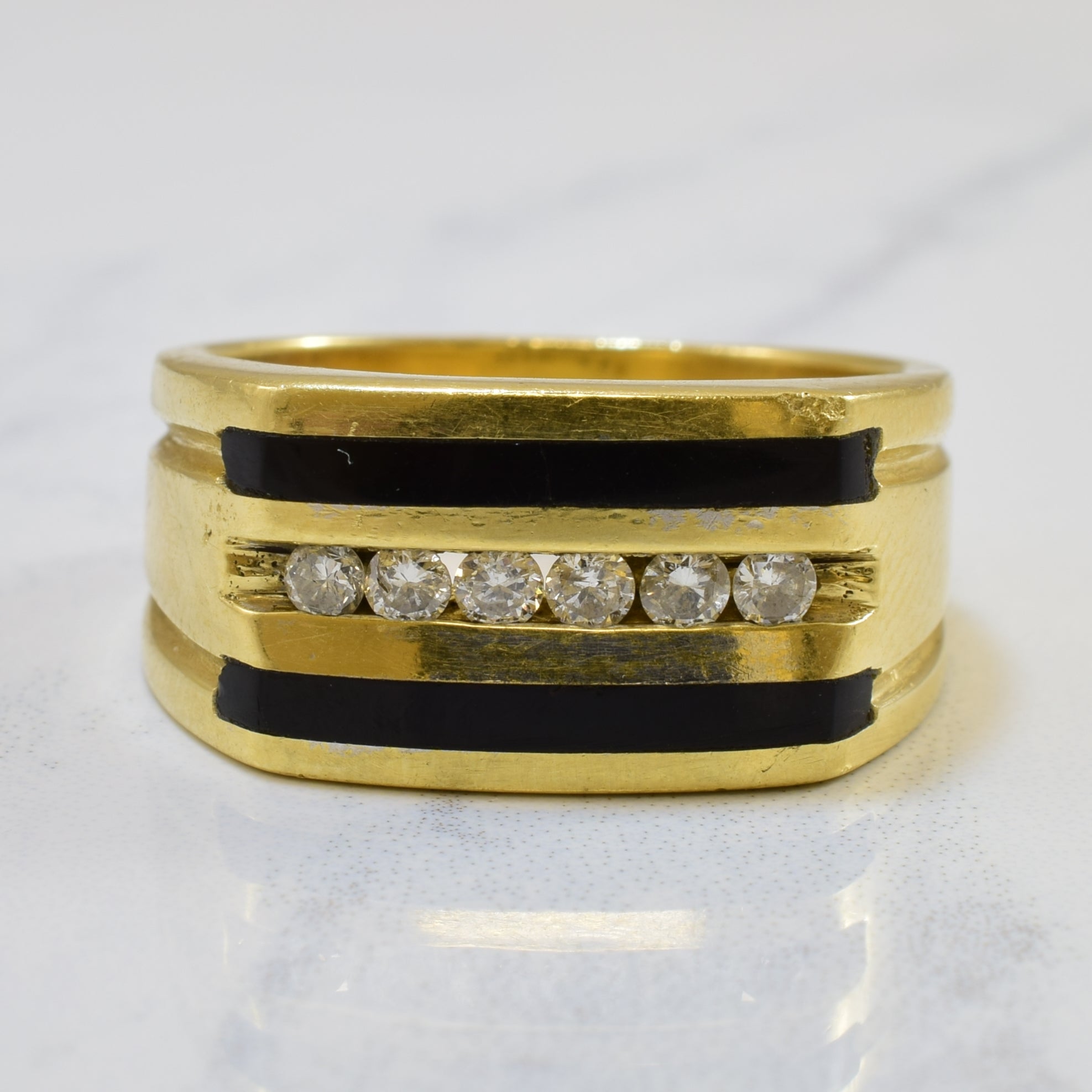 Black Onyx & Diamond Ring | 1.00ctw, 0.28ctw | SZ 10.25 |