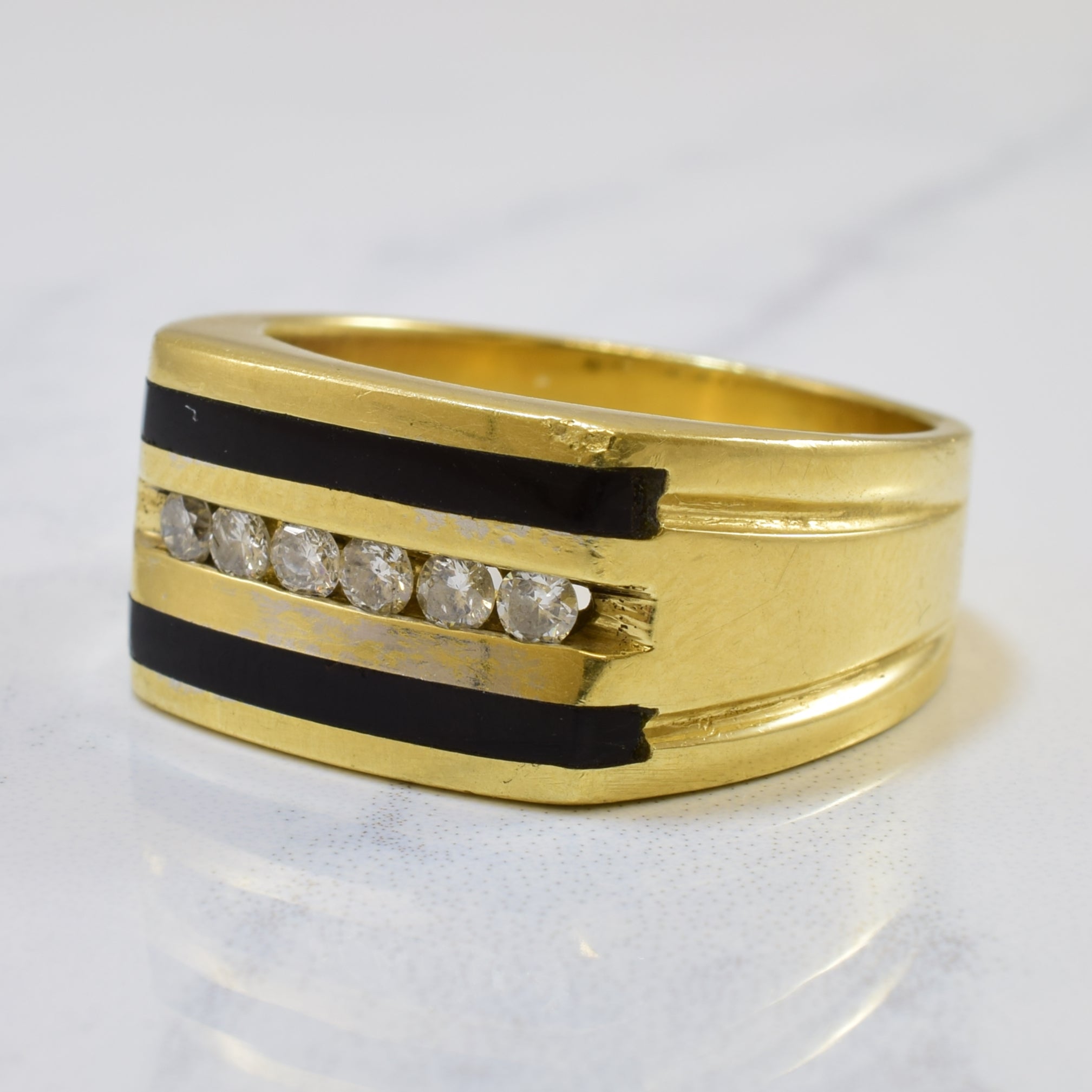 Black Onyx & Diamond Ring | 1.00ctw, 0.28ctw | SZ 10.25 |