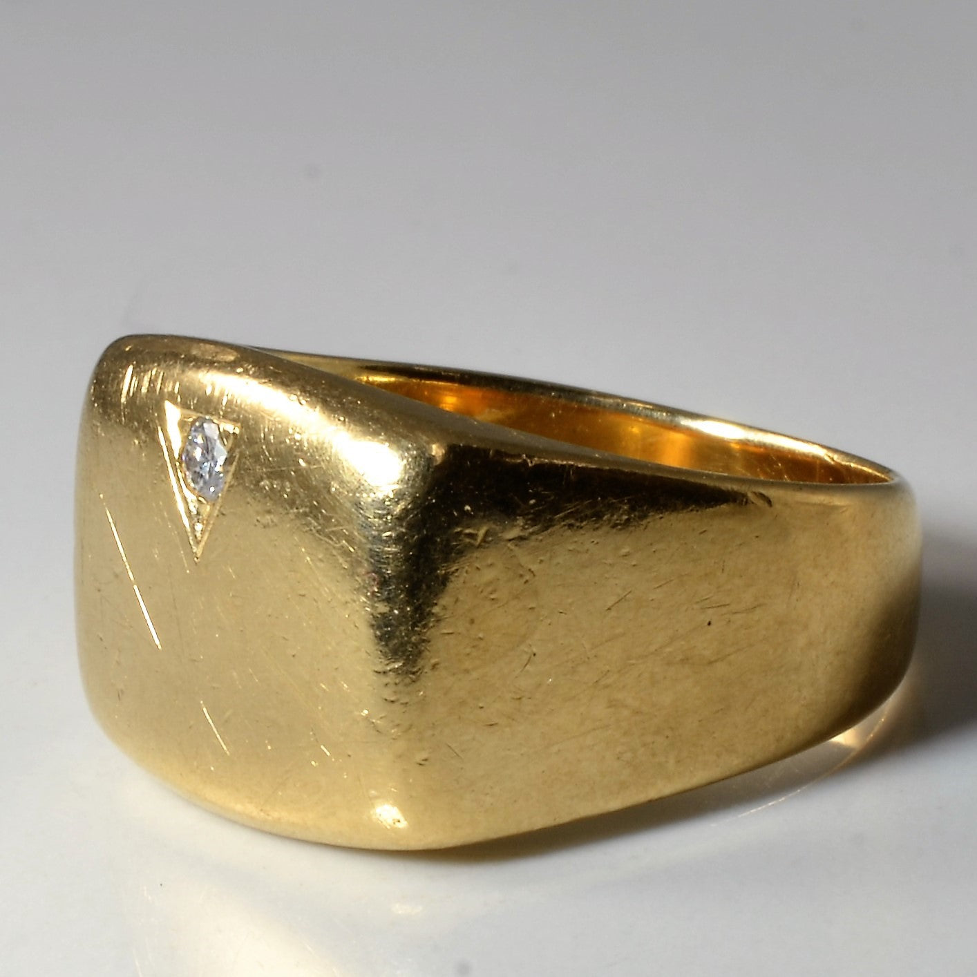 Gypsy Set Diamond Signet Ring | 0.05ct | SZ 8.75 |
