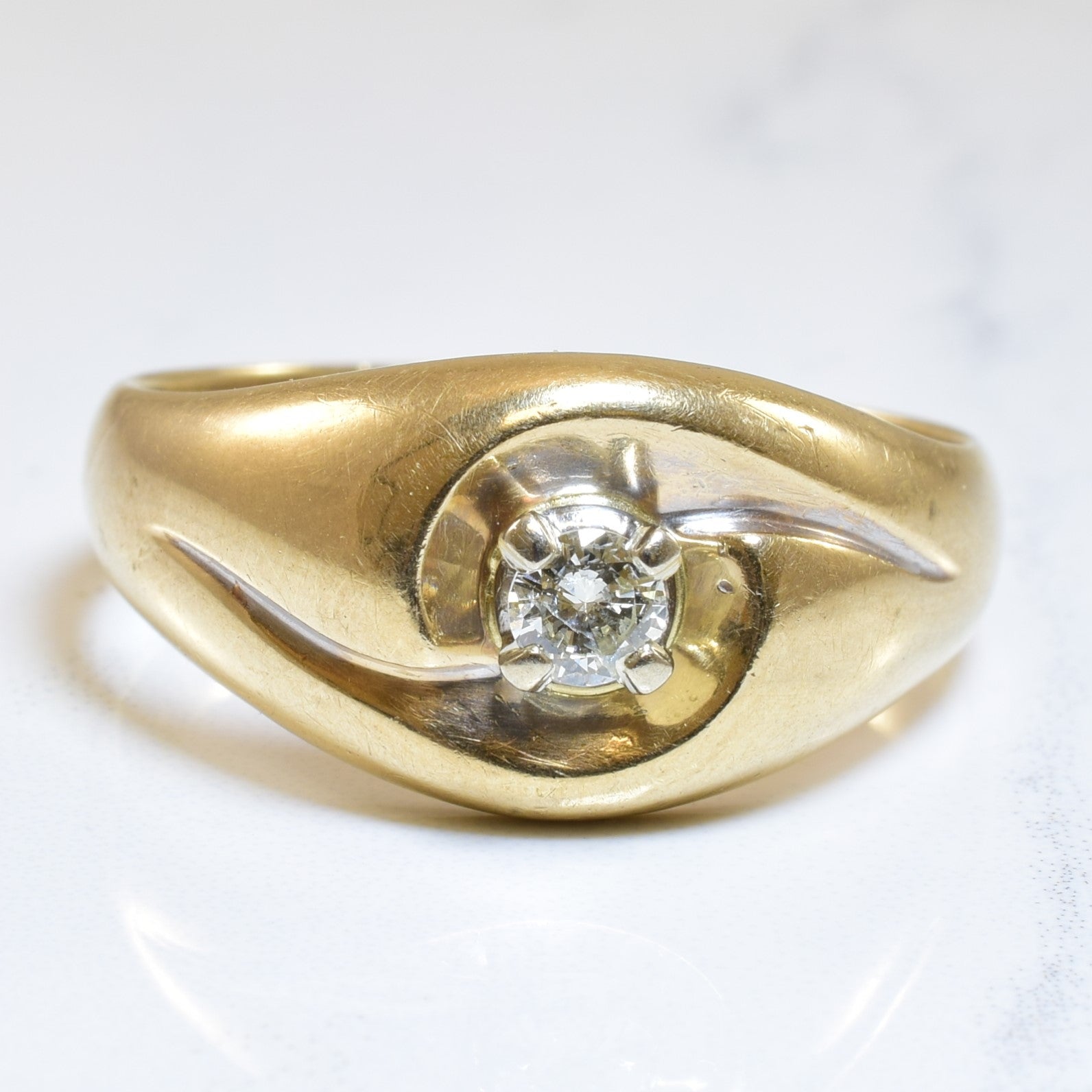 Solitaire Diamond Swirl Ring | 0.18ct | SZ 12 |