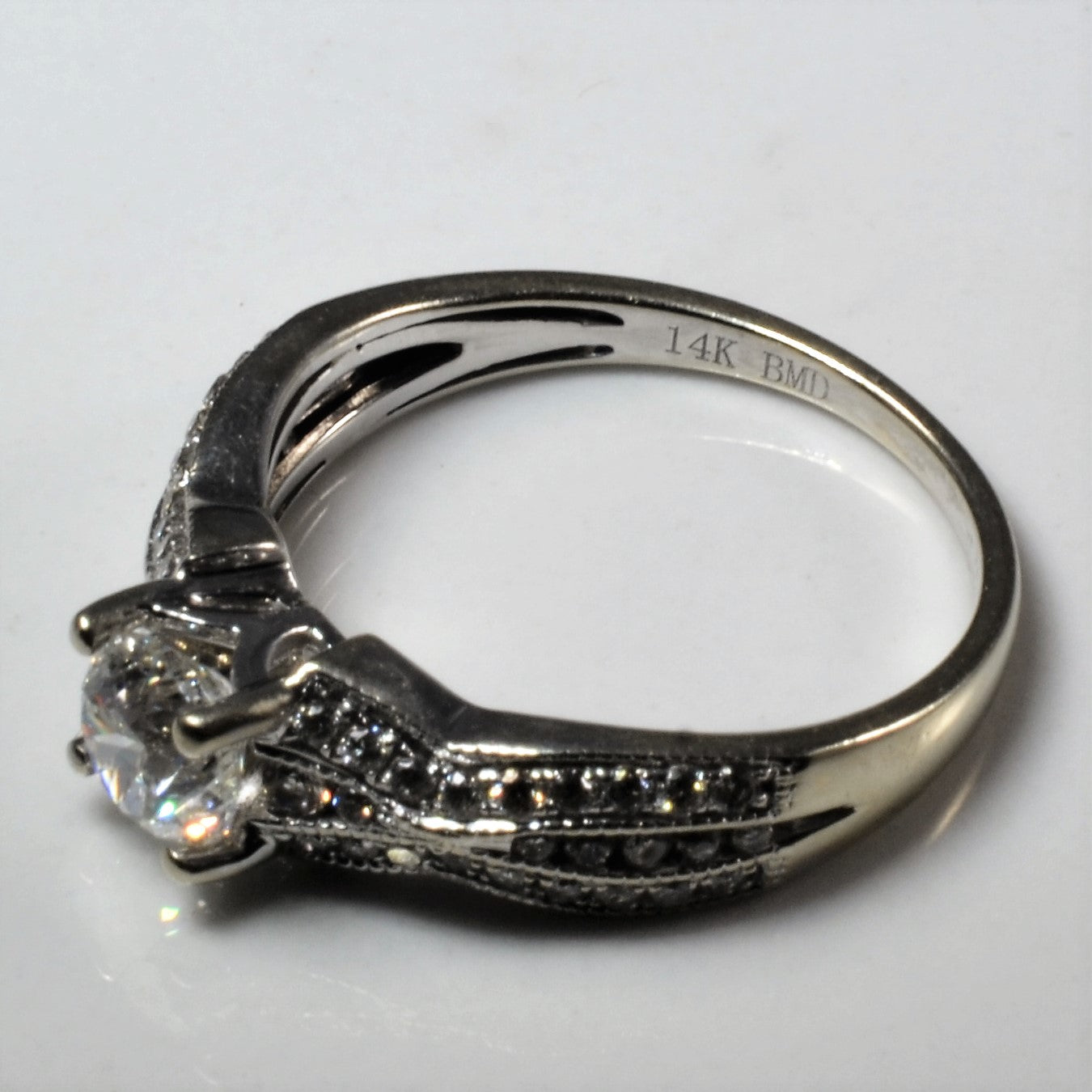 Milgrain Detailed Diamond Shanked Engagement Ring | 1.10ctw | SZ 6.5 |
