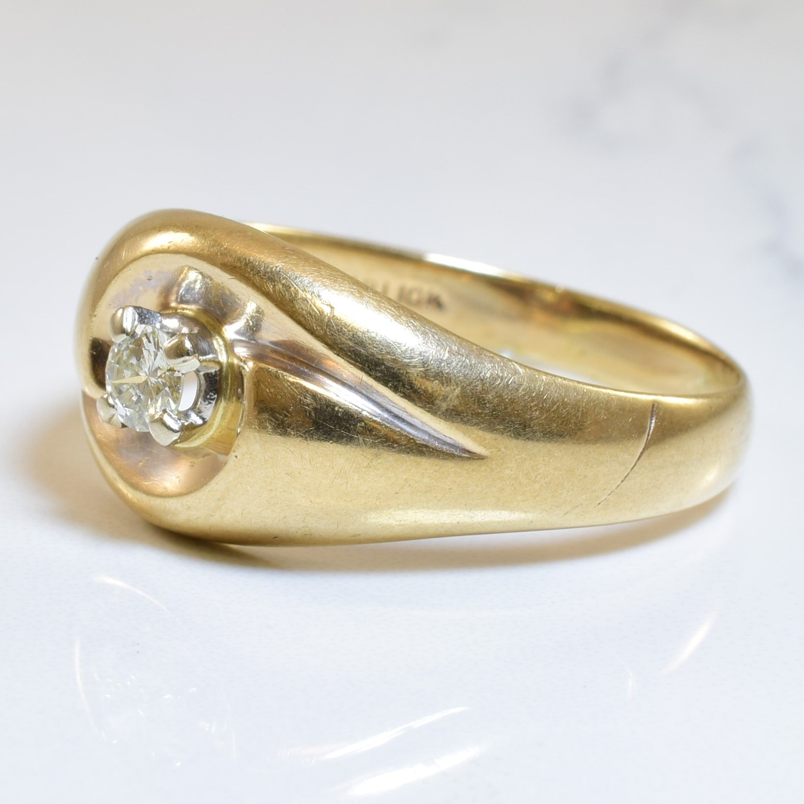 Solitaire Diamond Swirl Ring | 0.18ct | SZ 12 |