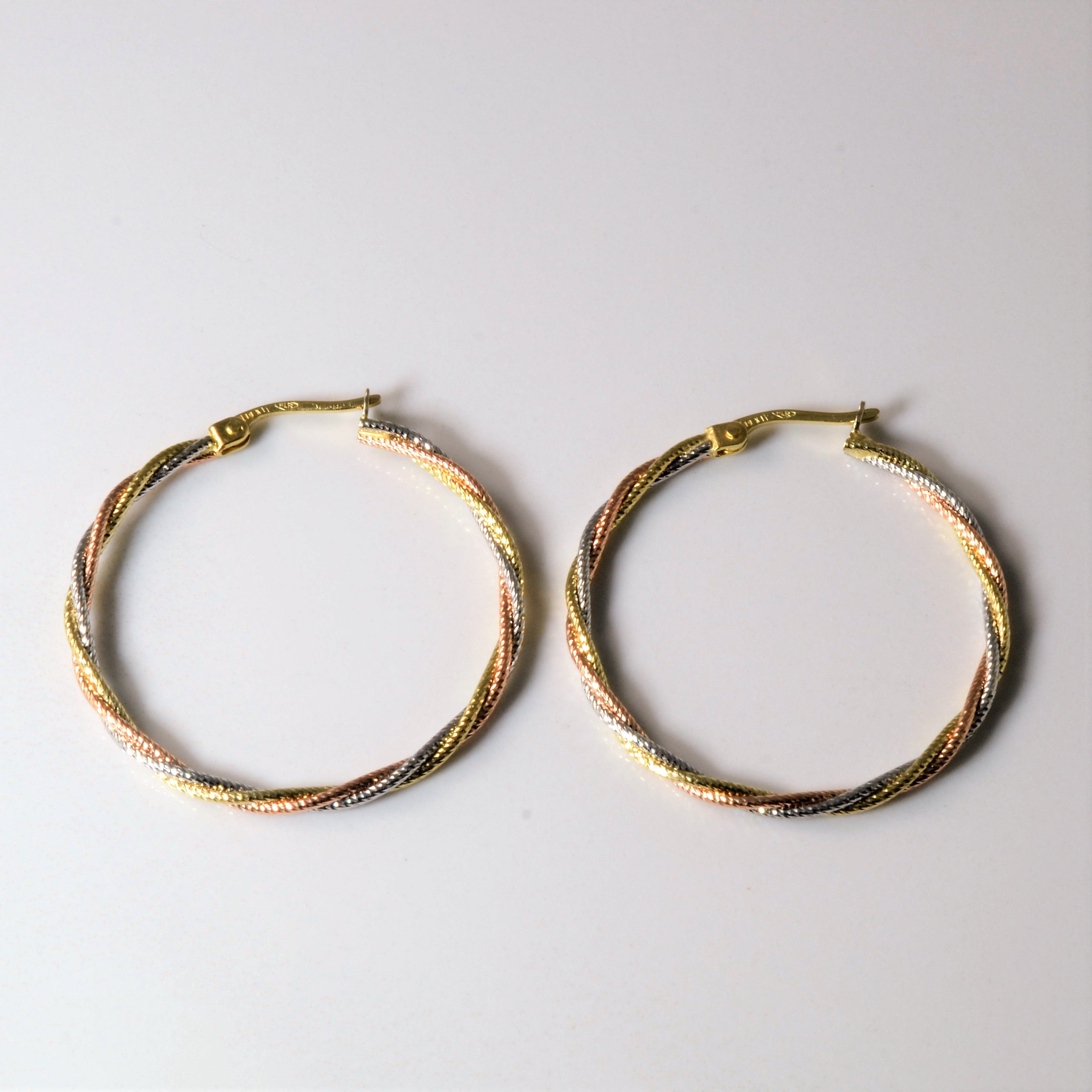 Braided Tri Tone Hoop Earrings |