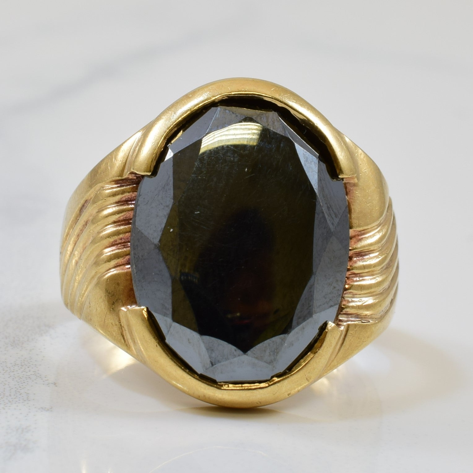 Semi Bezel Set Hematite Ring | 11.0ct | SZ 6.25 |
