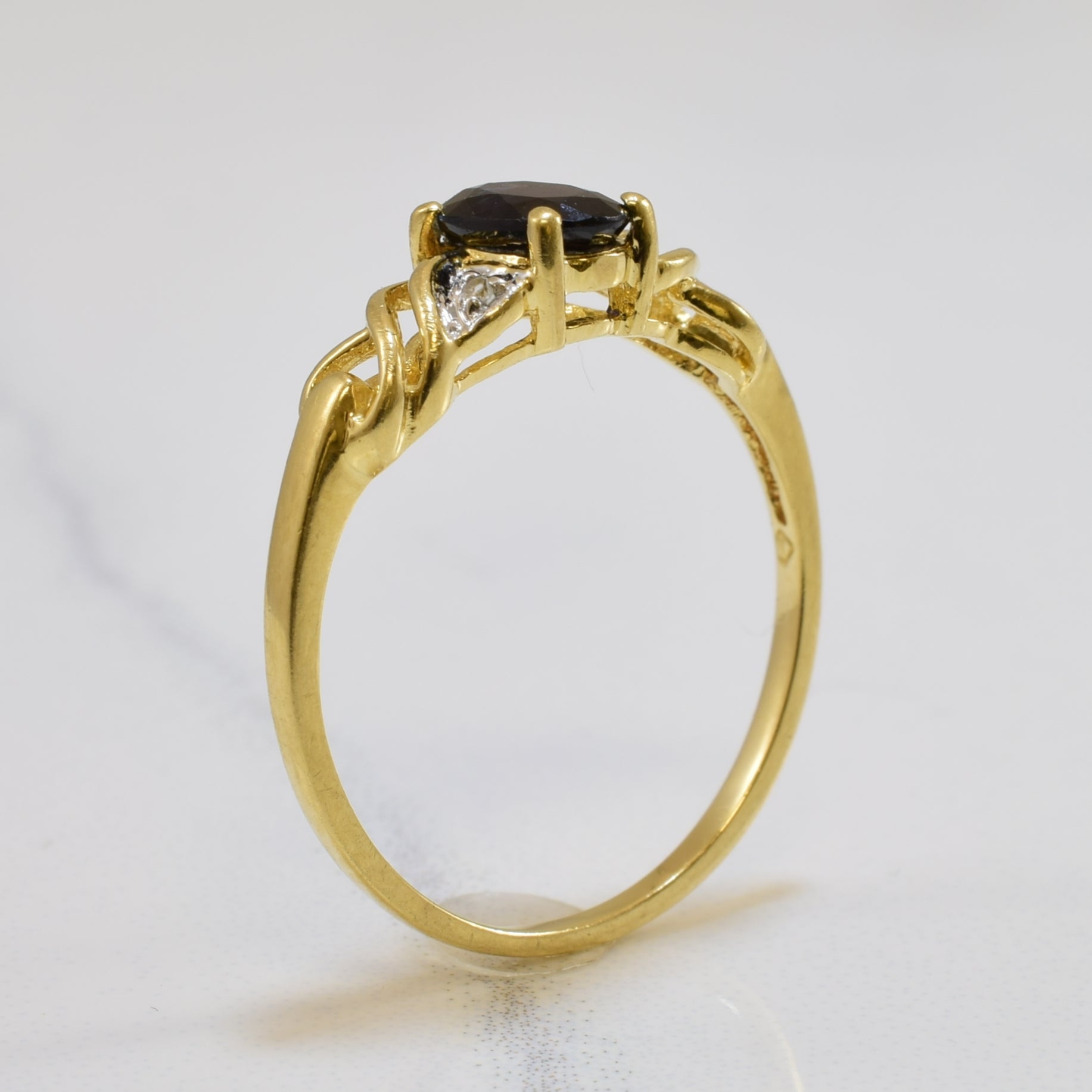 Oval Blue Sapphire & Diamond Ring | 0.50ct, 0.01ctw | SZ 6 |