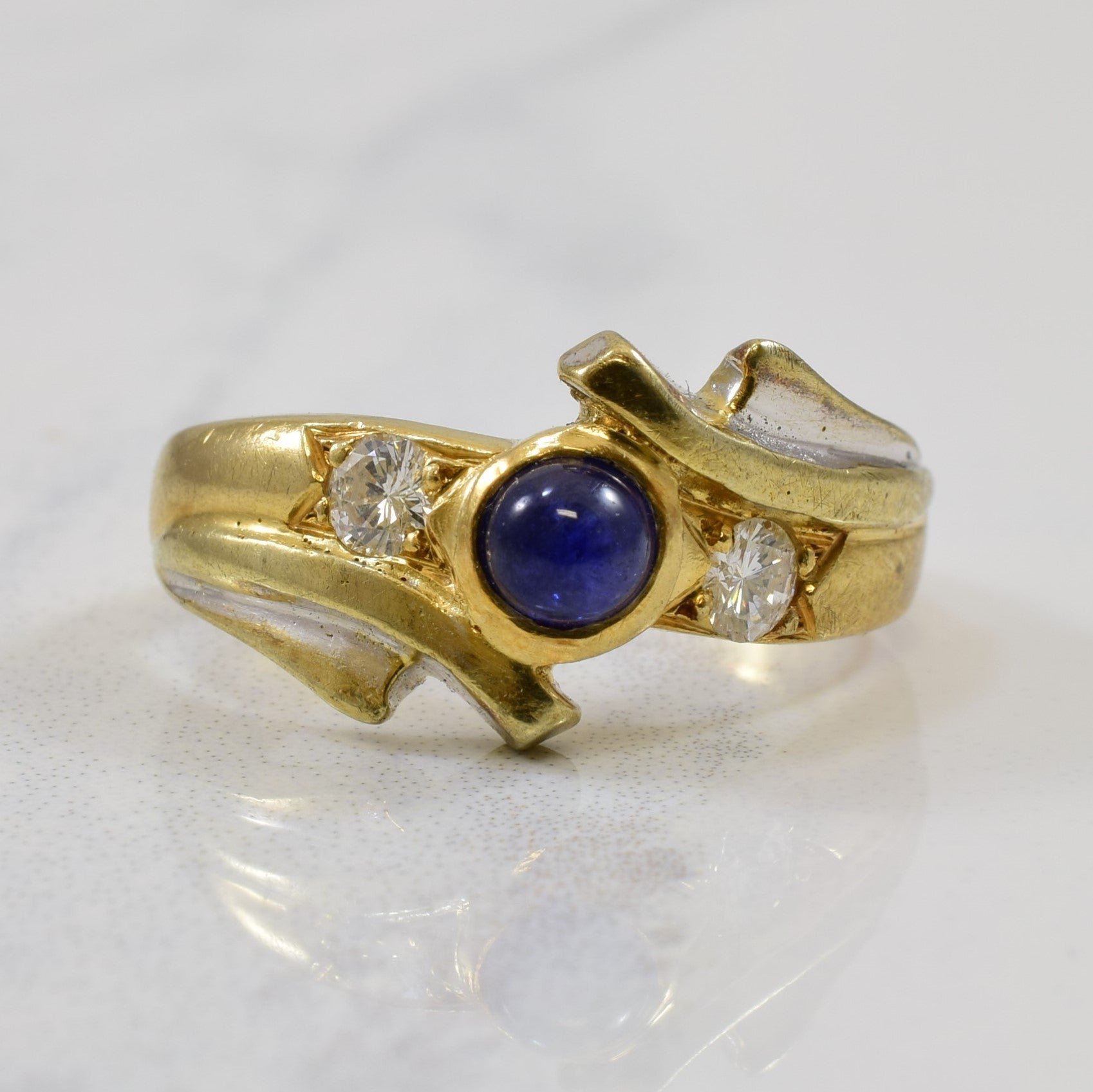 Diamond & Sapphire Bypass Ring | 0.18ctw, 0.50ct | SZ 3.75 |