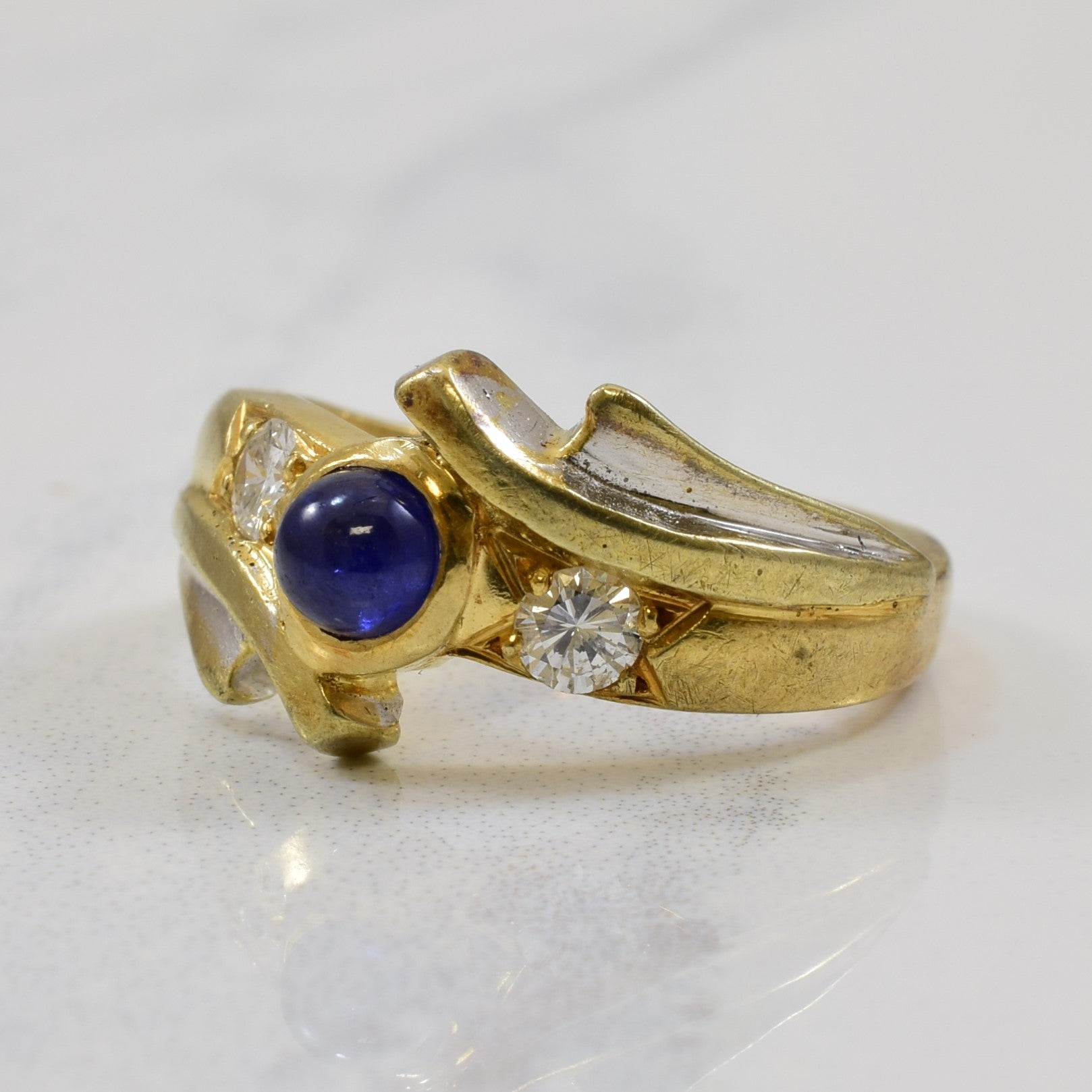 Diamond & Sapphire Bypass Ring | 0.18ctw, 0.50ct | SZ 3.75 |