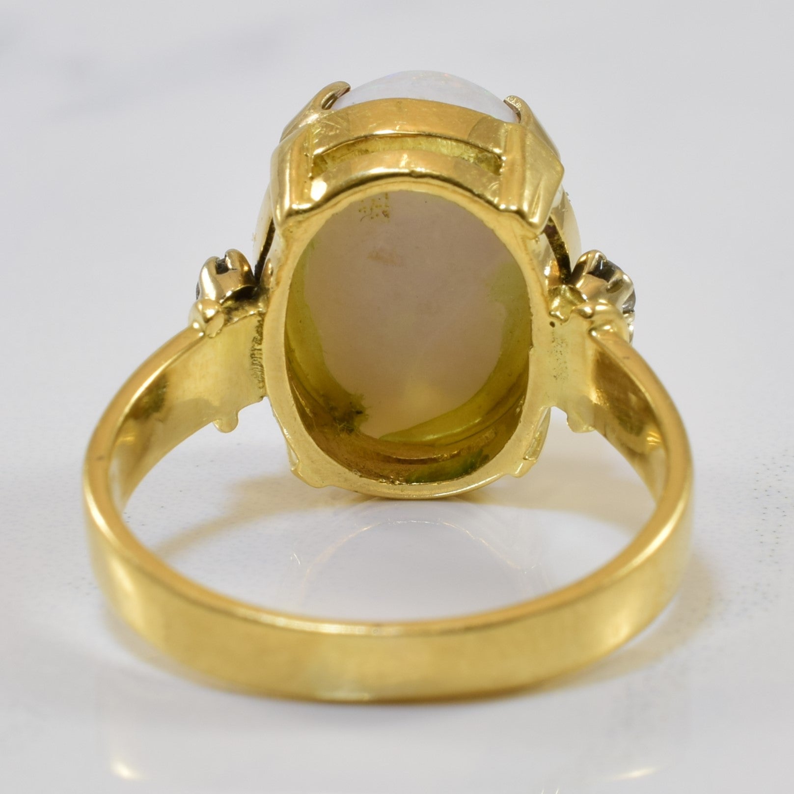 Prong Set Opal & Diamond Ring | 0.12ctw, 4.00ct | SZ 7 |