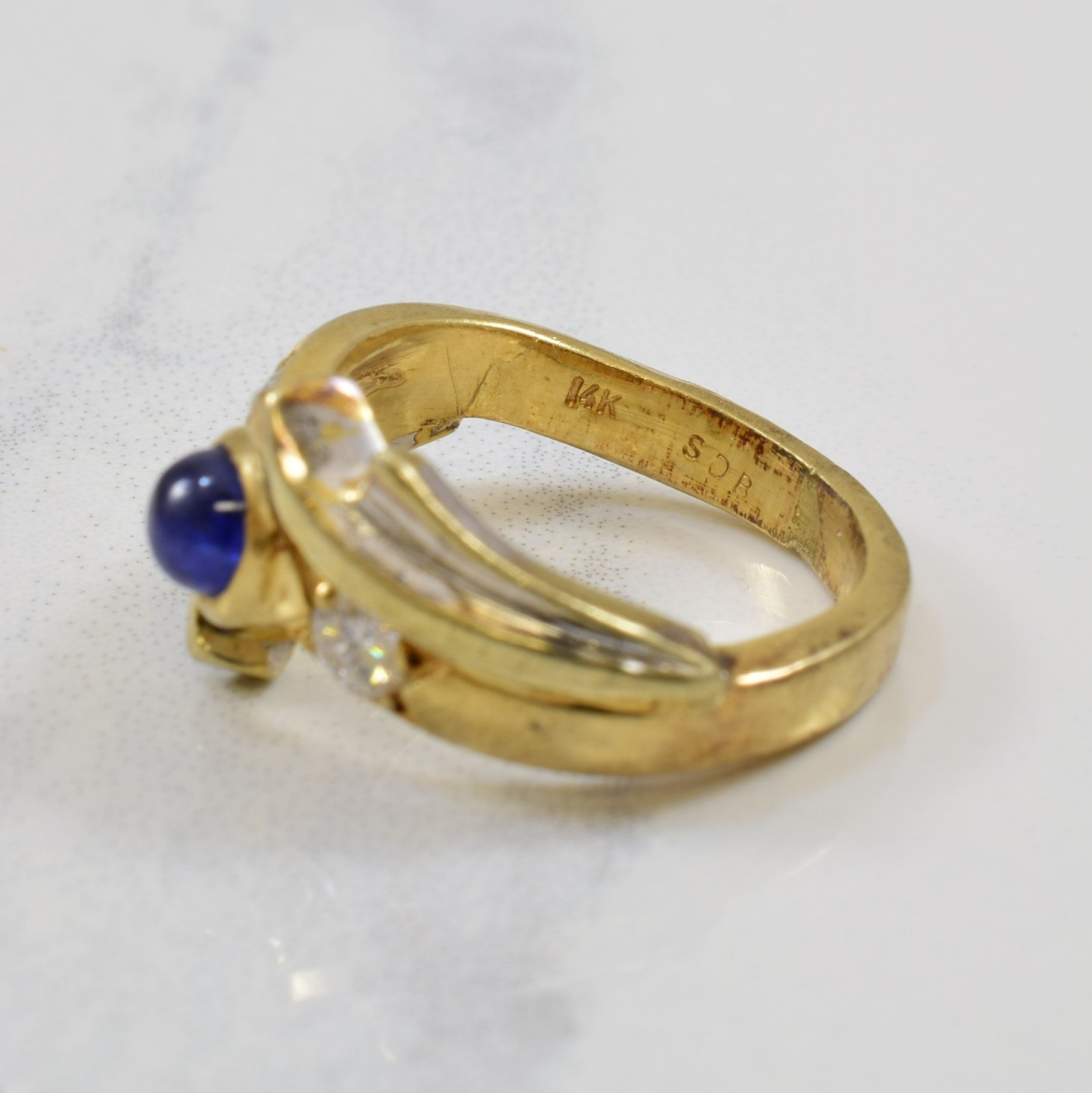 Diamond & Sapphire Bypass Ring | 0.18ctw, 0.50ct | SZ 3.75 |