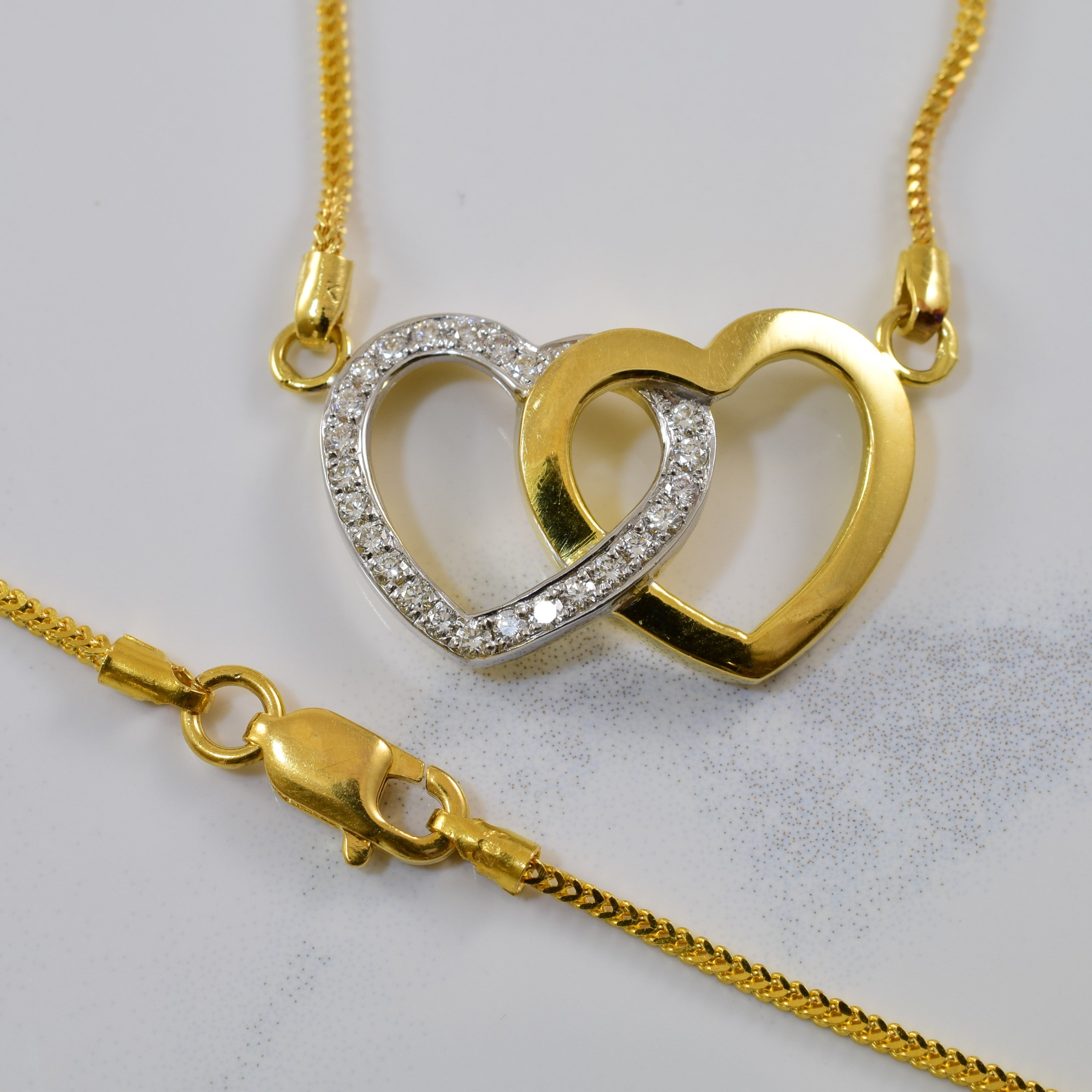 Diamond Double Heart Necklace | 0.24ctw | 17" |