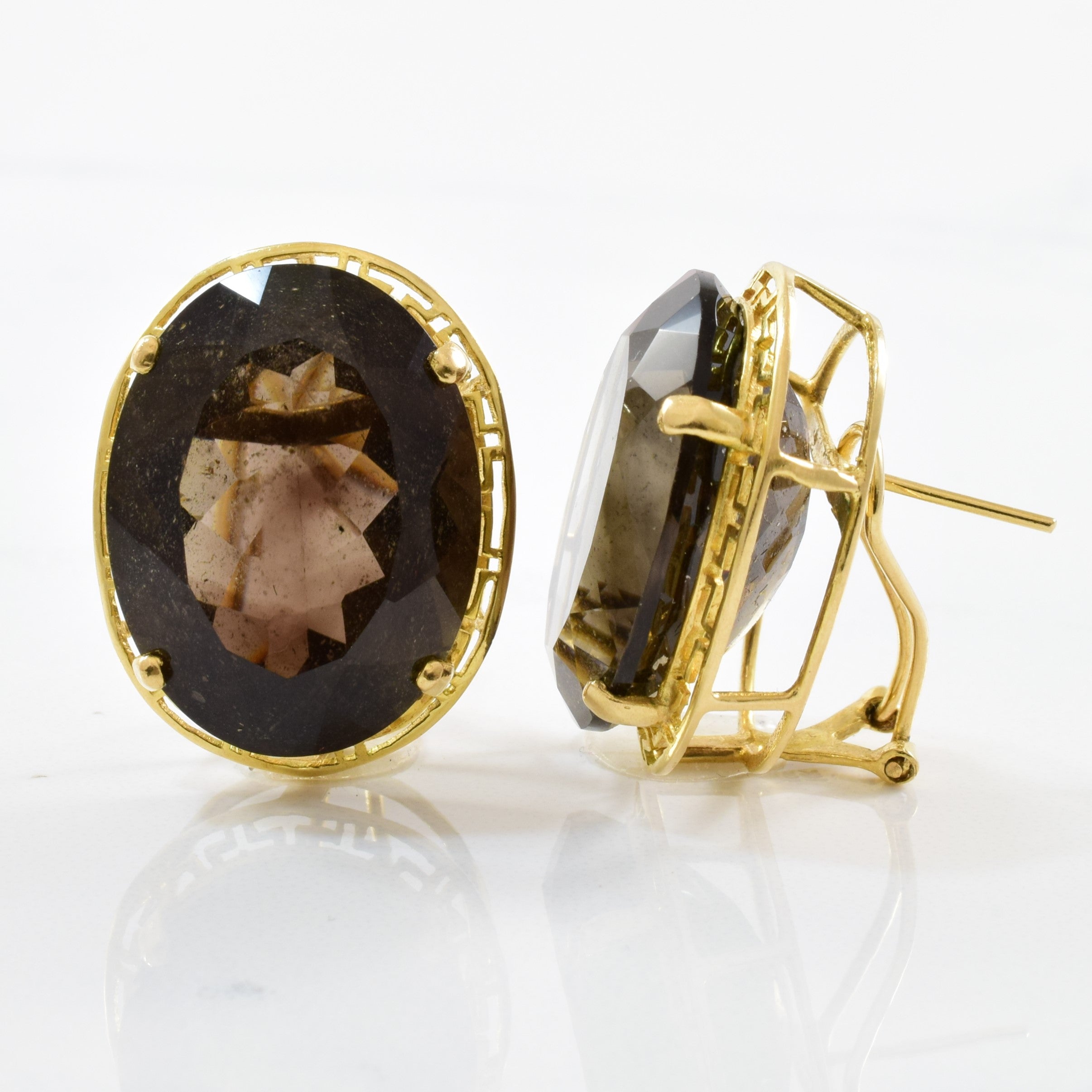 Large Smoky Quartz Stud Earrings | 28.00ctw |