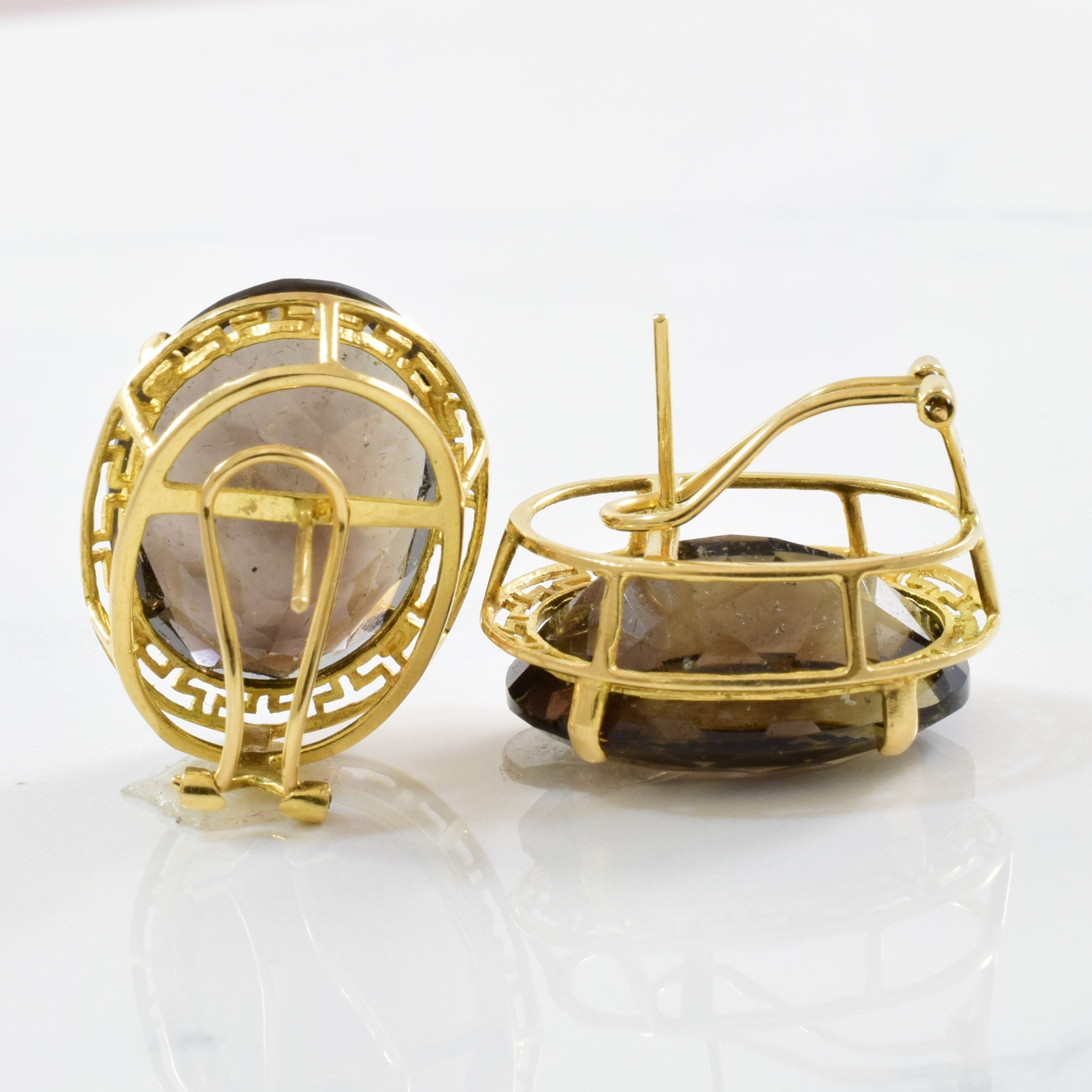 Large Smoky Quartz Stud Earrings | 28.00ctw |