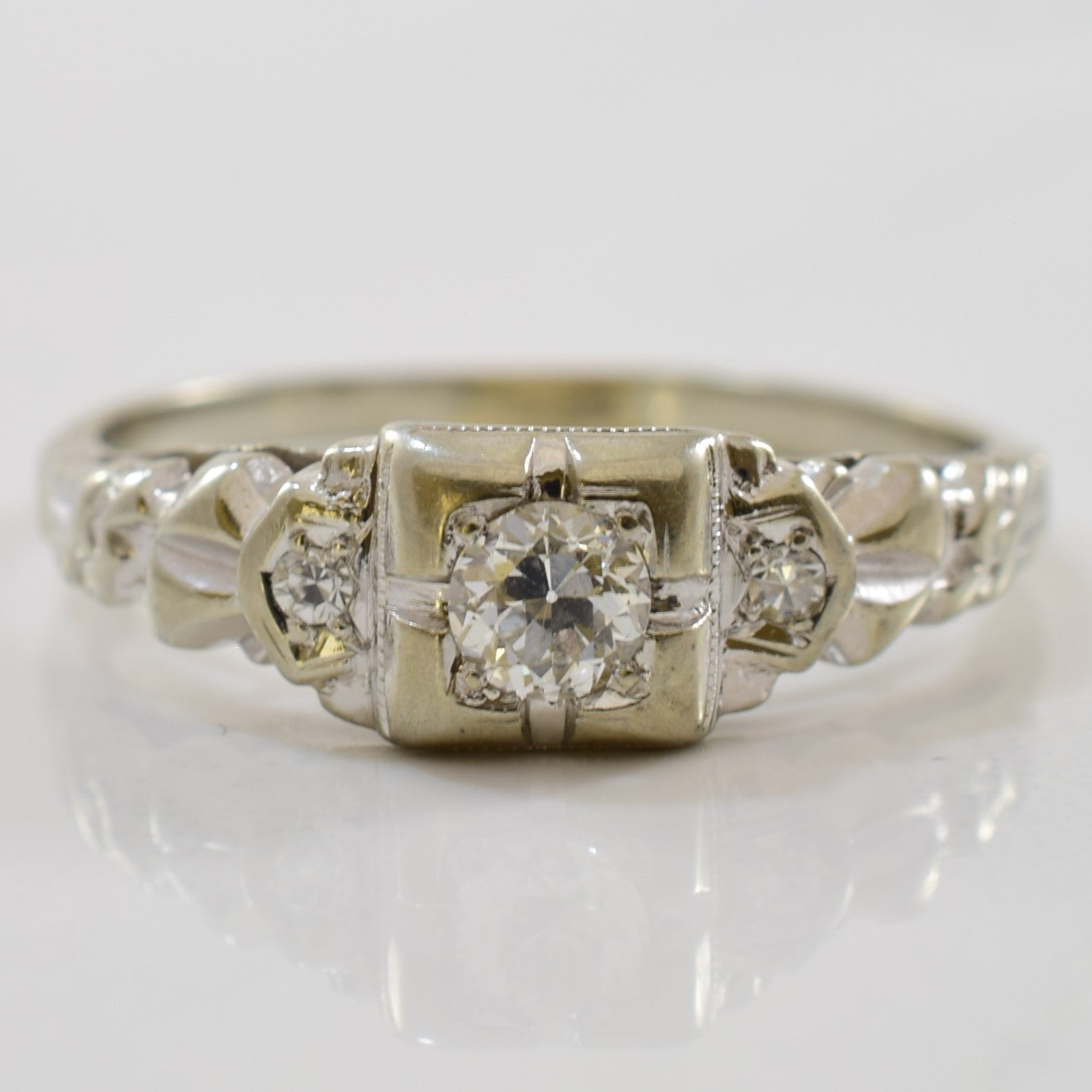 Art Deco Old European Diamond Engagement Ring | 0.19ctw | SZ 7.5 |