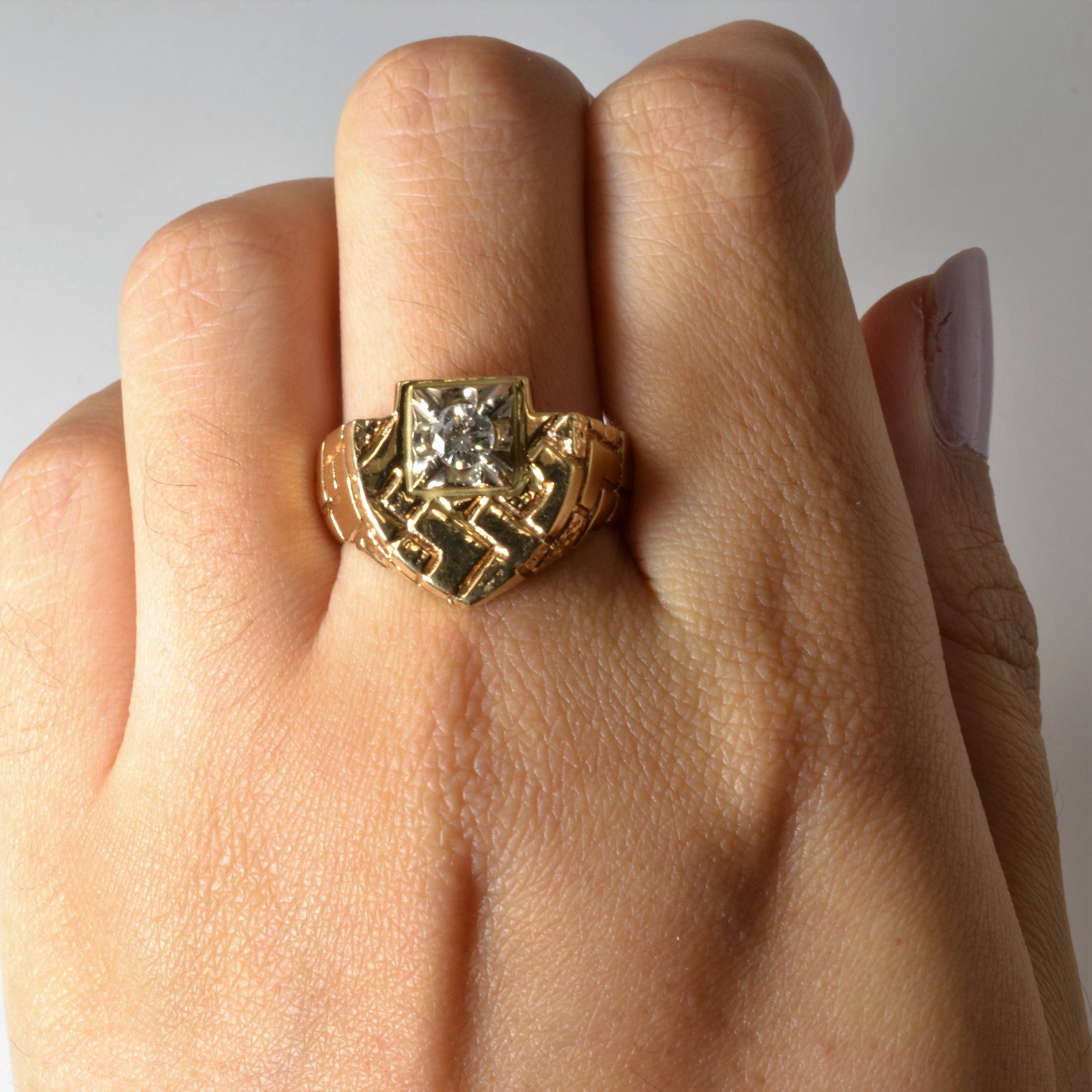 Textured Solitaire Diamond Ring | 0.26ct | SZ 9.75 |