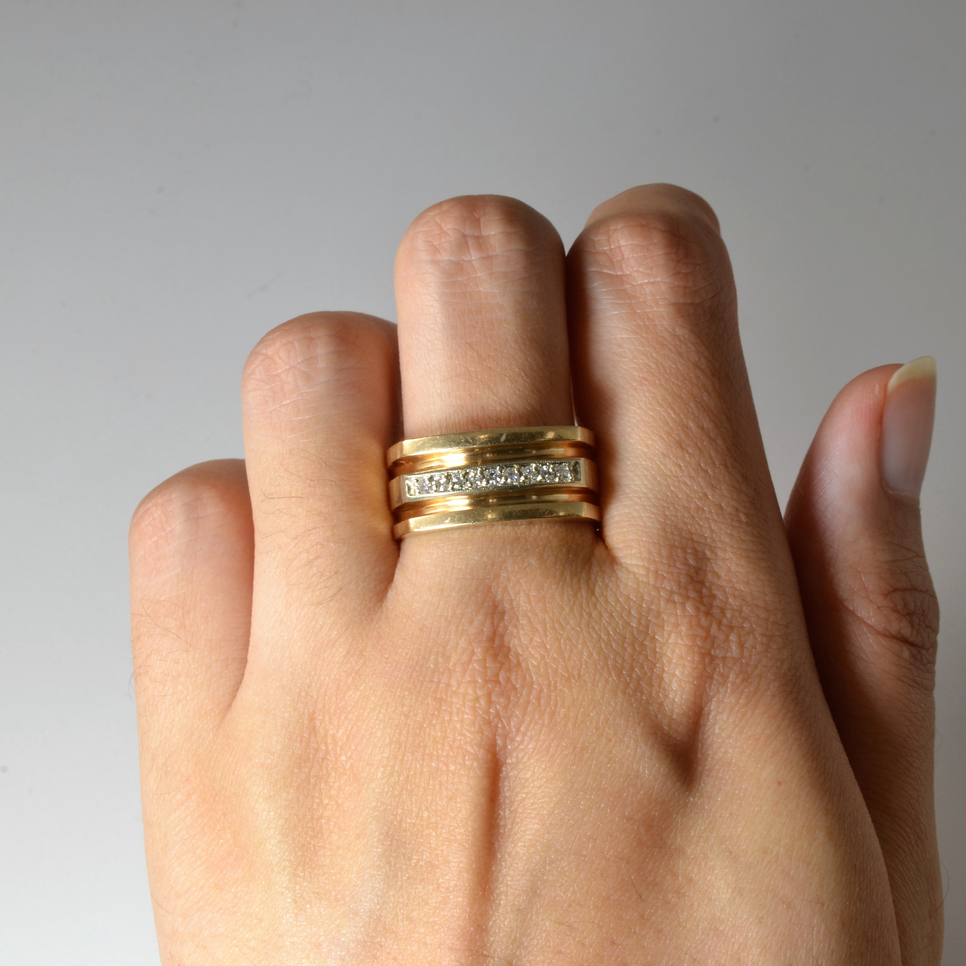 Pave Diamond Soft Square Band | 0.09ctw | SZ 10.5 |
