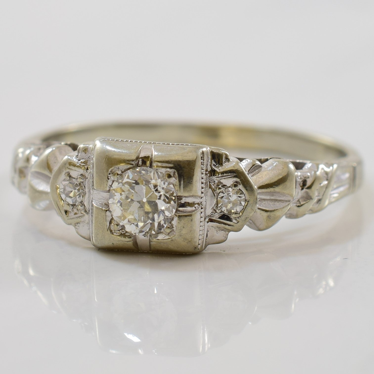 Art Deco Old European Diamond Engagement Ring | 0.19ctw | SZ 7.5 |