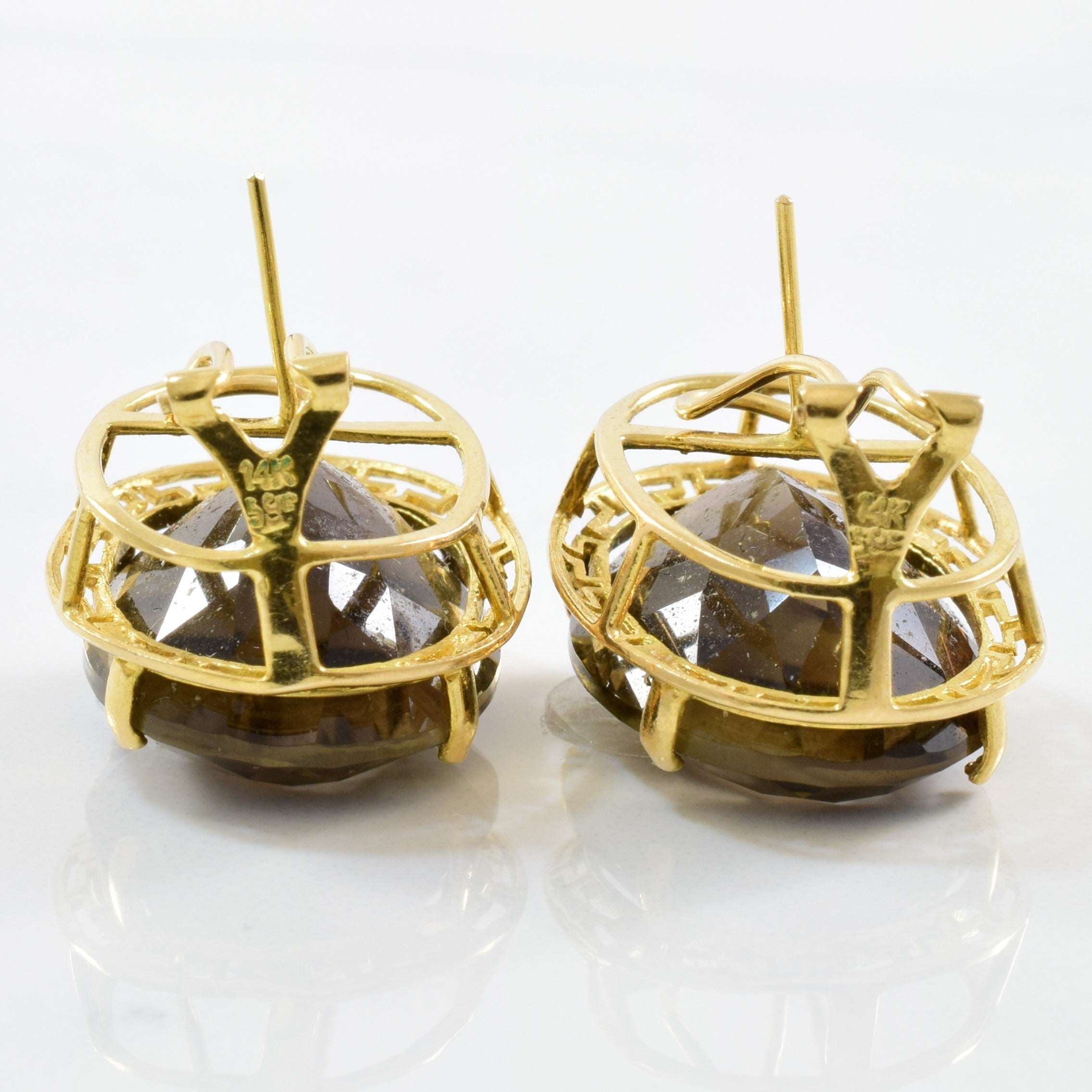 Large Smoky Quartz Stud Earrings | 28.00ctw |