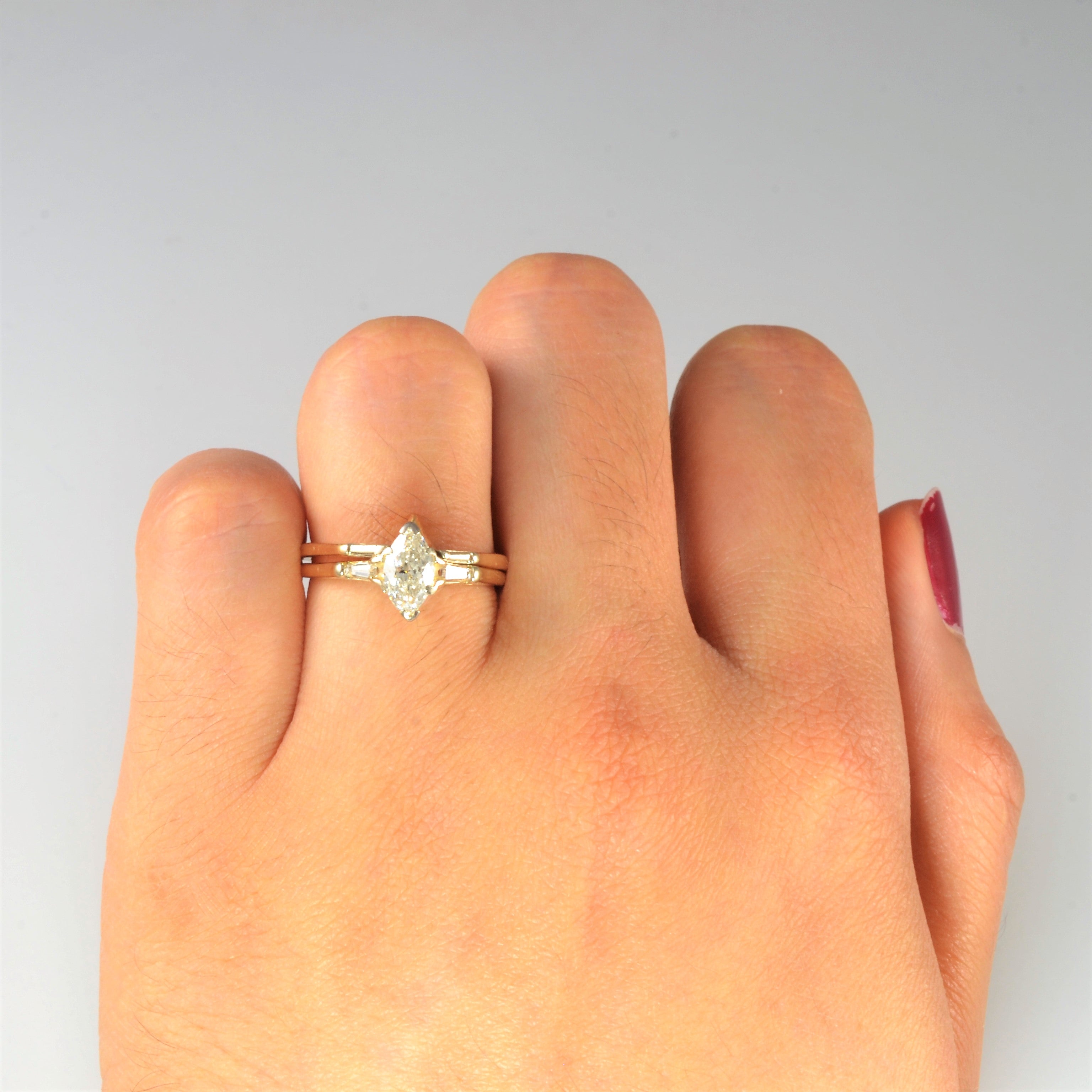 Three Stone Marquise Diamond Wedding Set | 0.52ctw | SZ 5.75 |