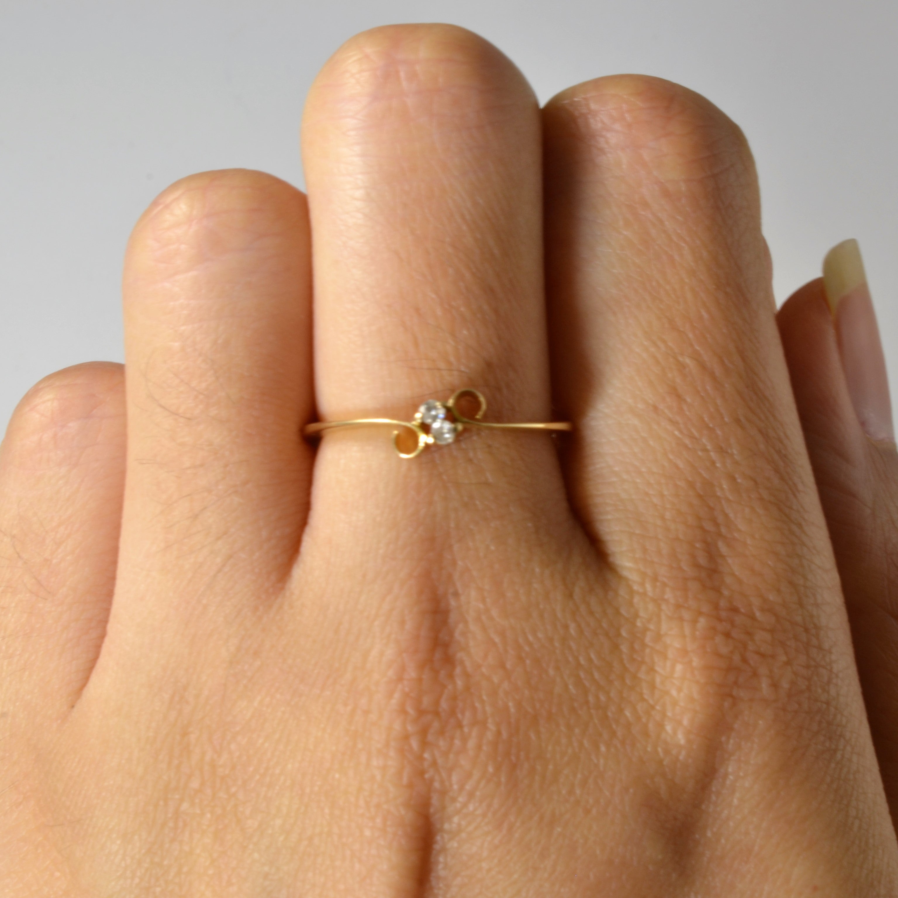 Two Stone Diamond Bypass Ring | 0.03ctw | SZ 7 |