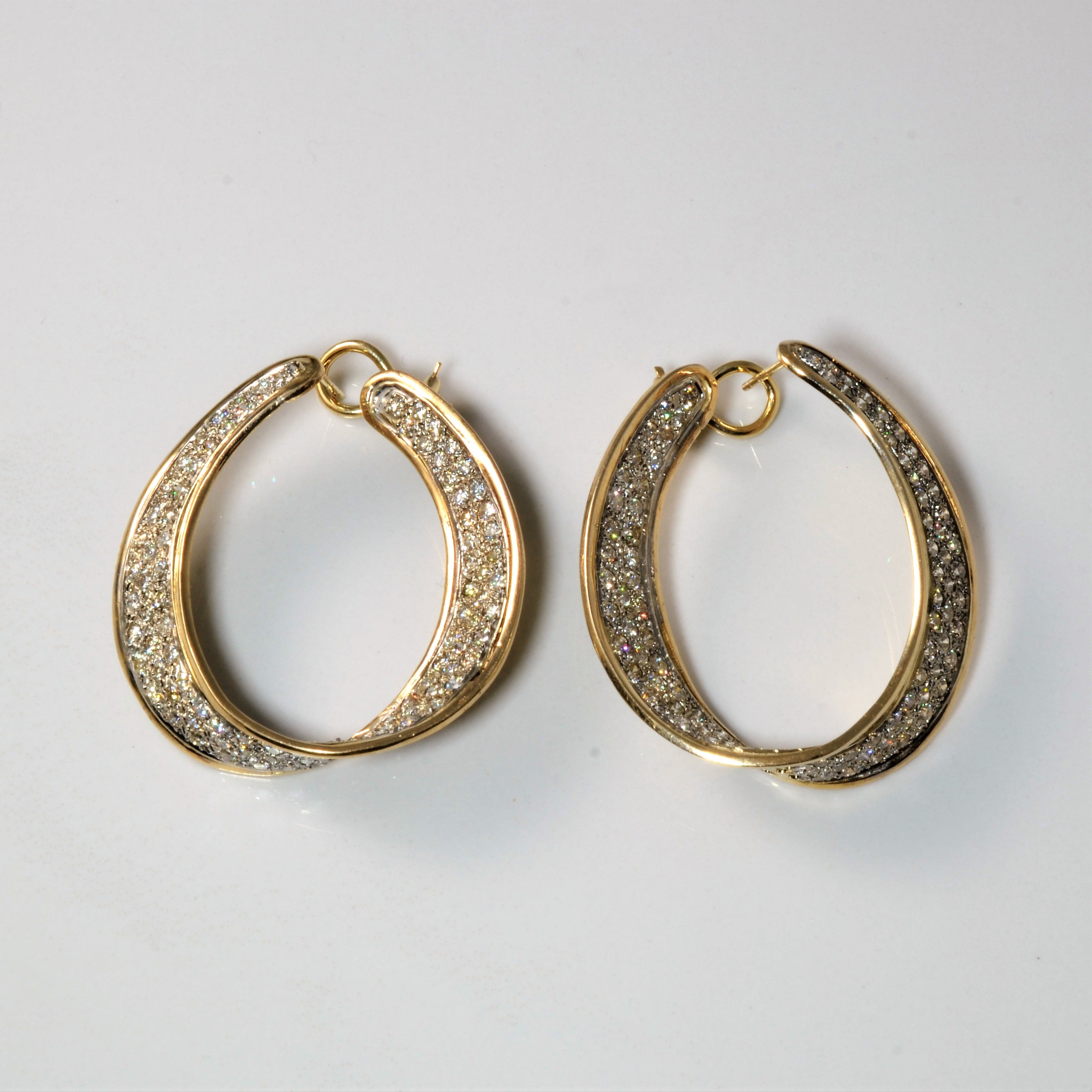 Inside Out Diamond Wave Hoop Earrings | 3.88ctw |