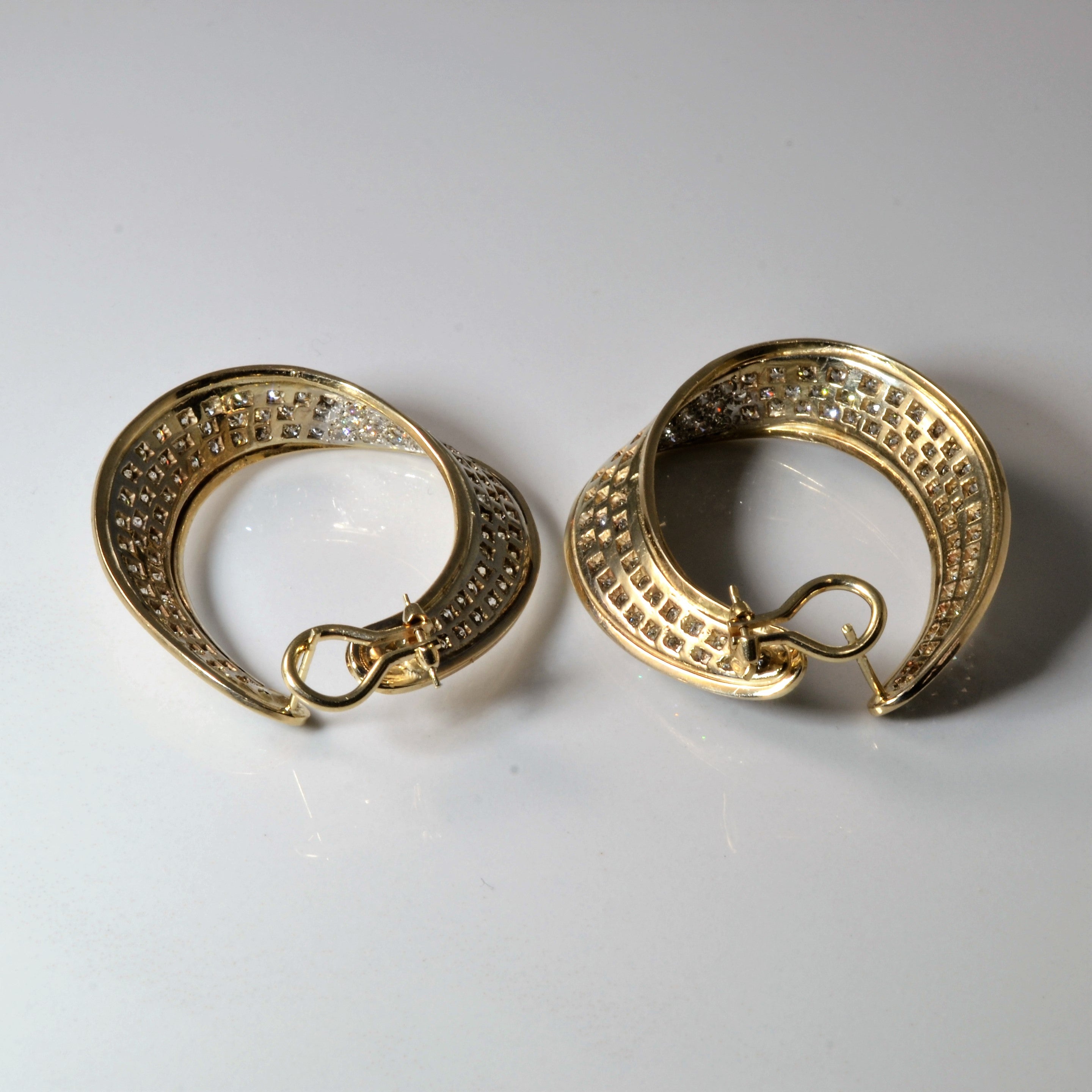 Inside Out Diamond Wave Hoop Earrings | 3.88ctw |