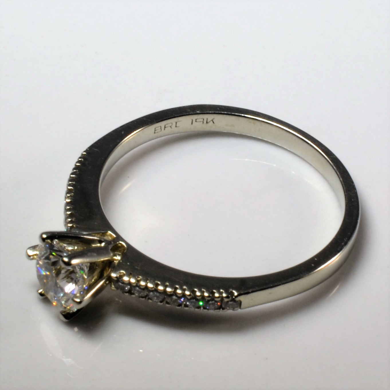 Six Prong Pave Band Engagement Ring | 0.85ctw | SZ 8 |