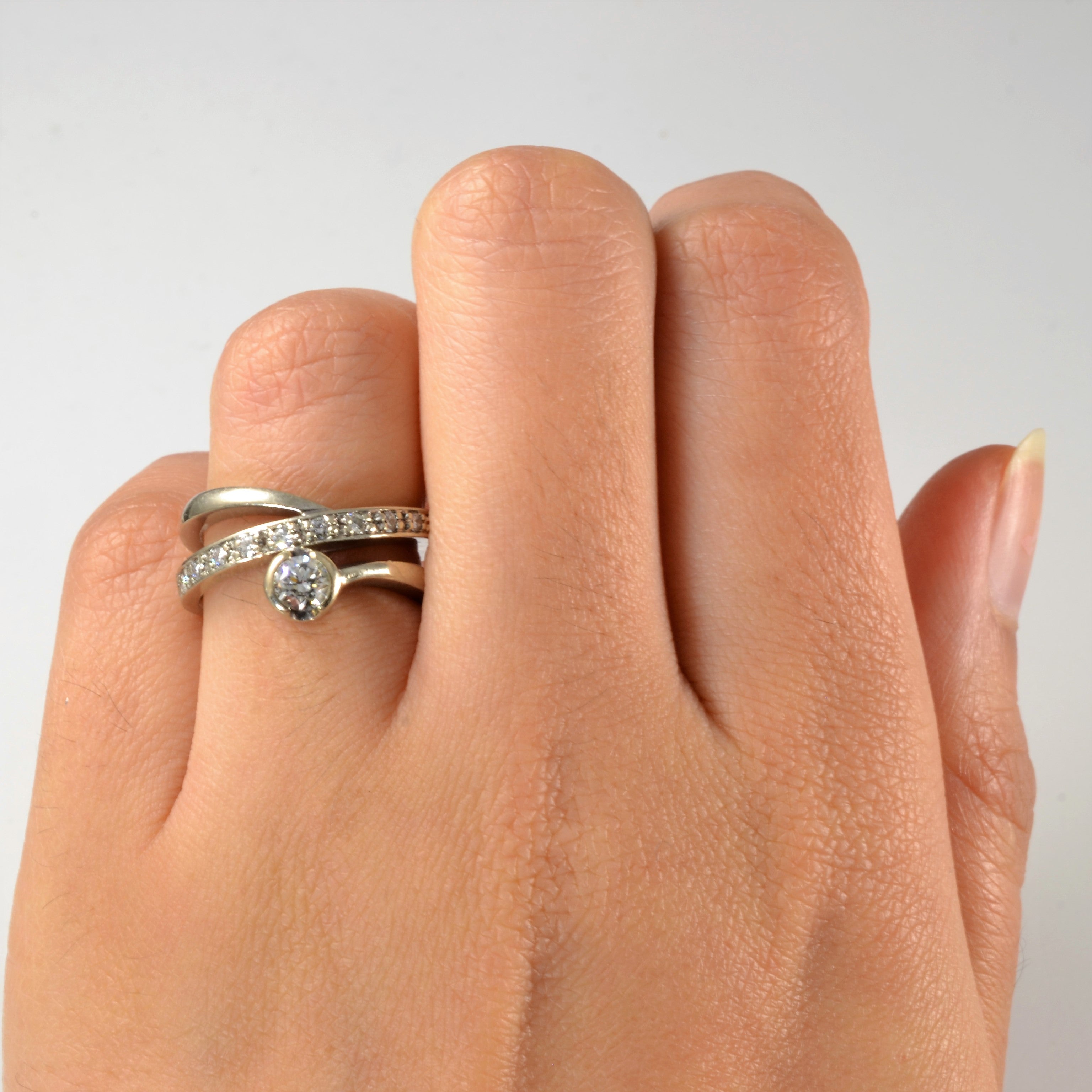 Bezel Set Diamond Crossover Ring | 0.37ctw | SZ 5 |