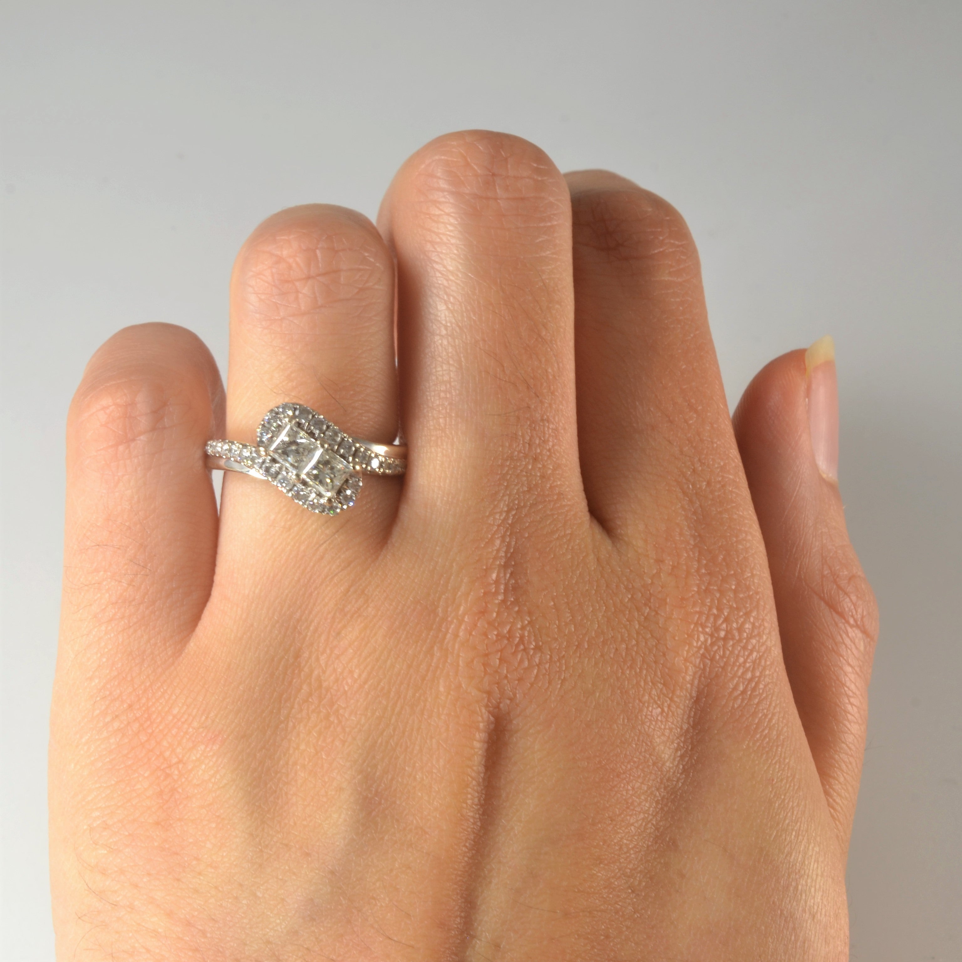 Pave Princess Diamond Bypass Ring | 0.92ctw | SZ 5.25 |