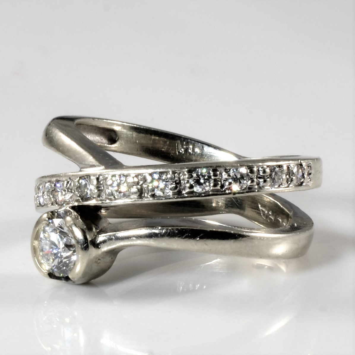 Bezel Set Diamond Crossover Ring | 0.37ctw | SZ 5 |