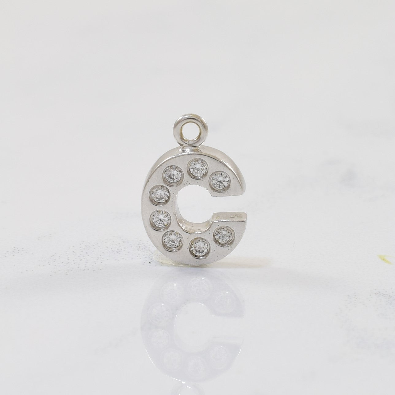 Double Sided Diamond 'C' Initial Charm | 0.16ctw |