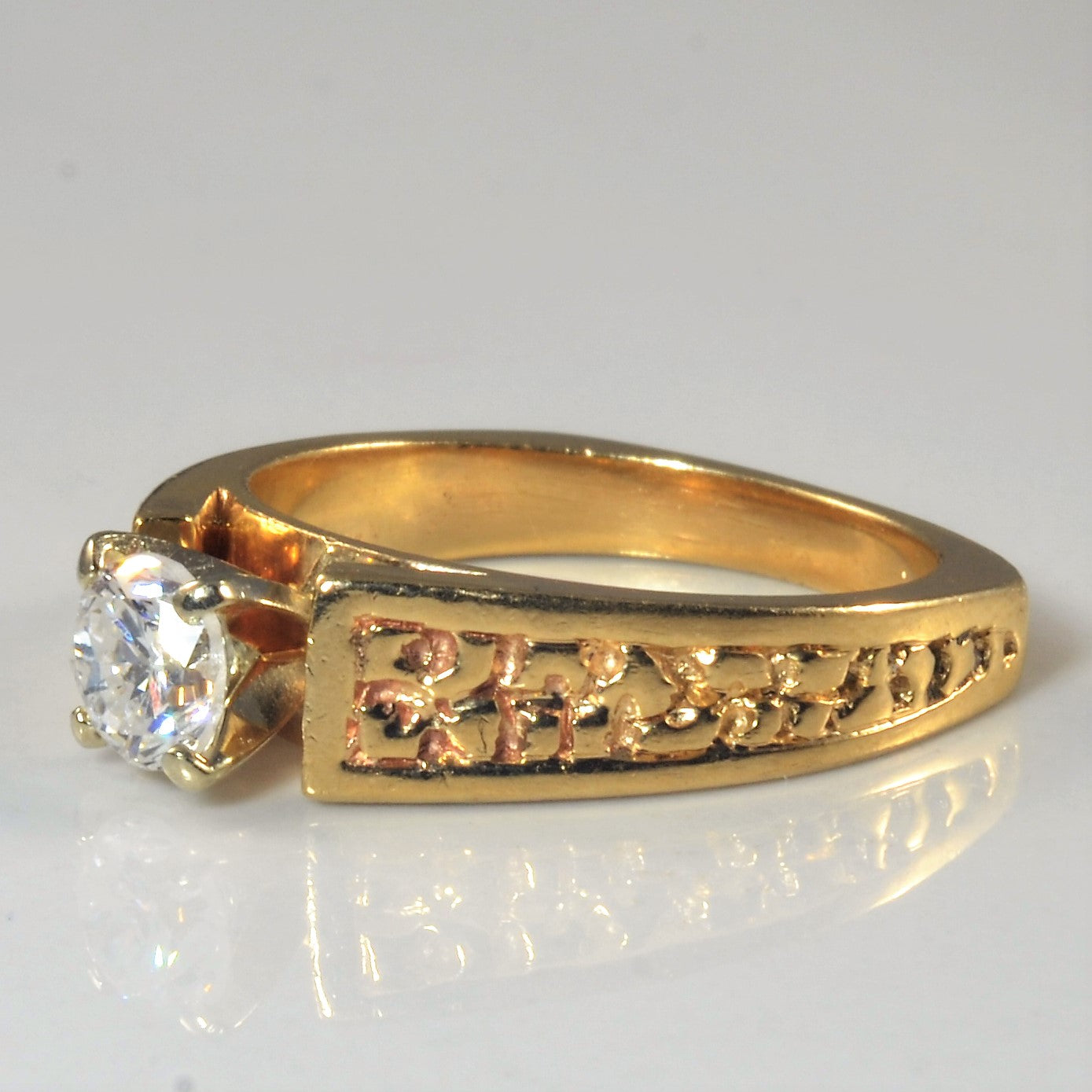 European Shank Textured Solitaire Diamond Ring | 0.45ct | SZ 5 |