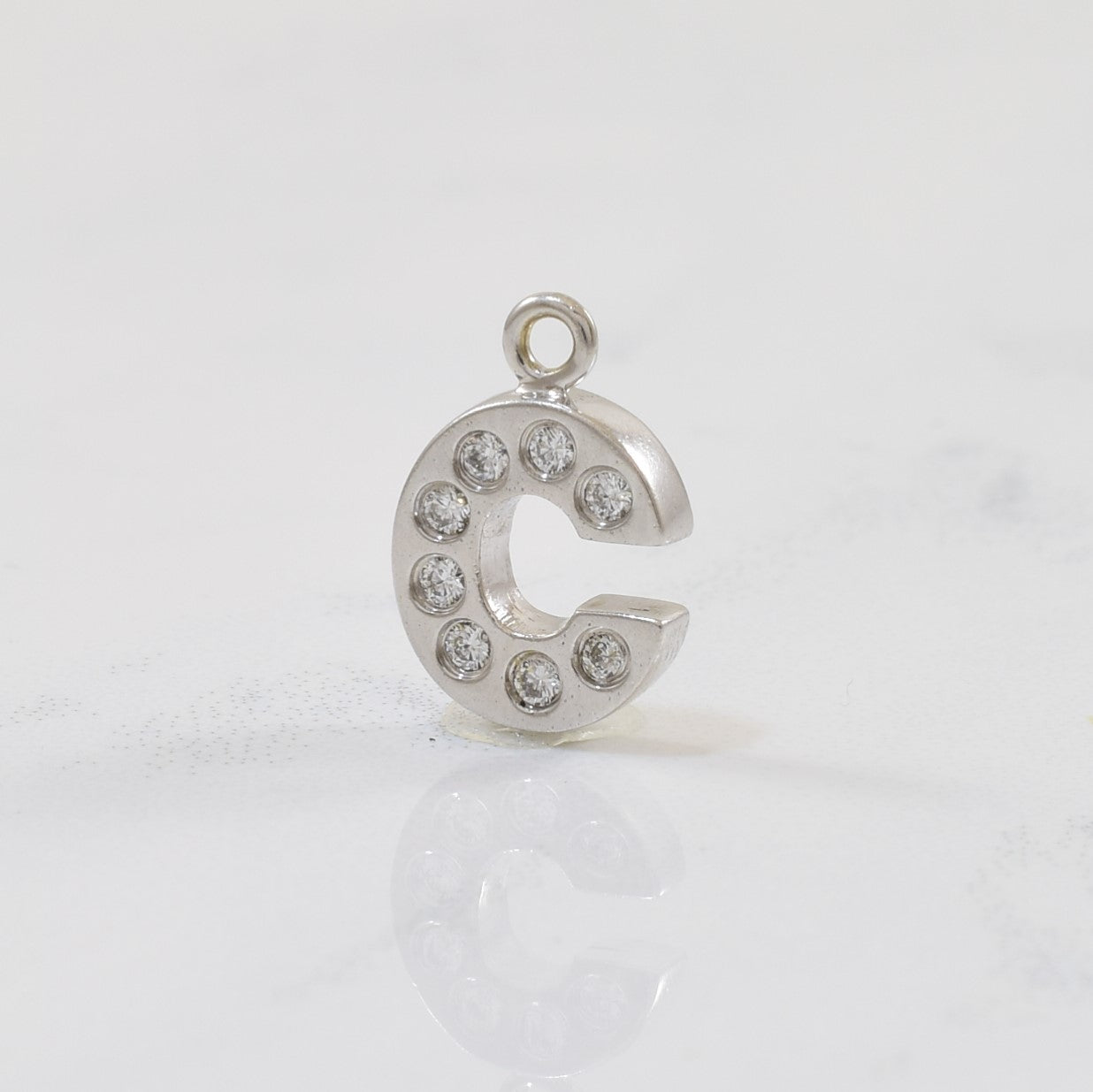 Double Sided Diamond 'C' Initial Charm | 0.16ctw |