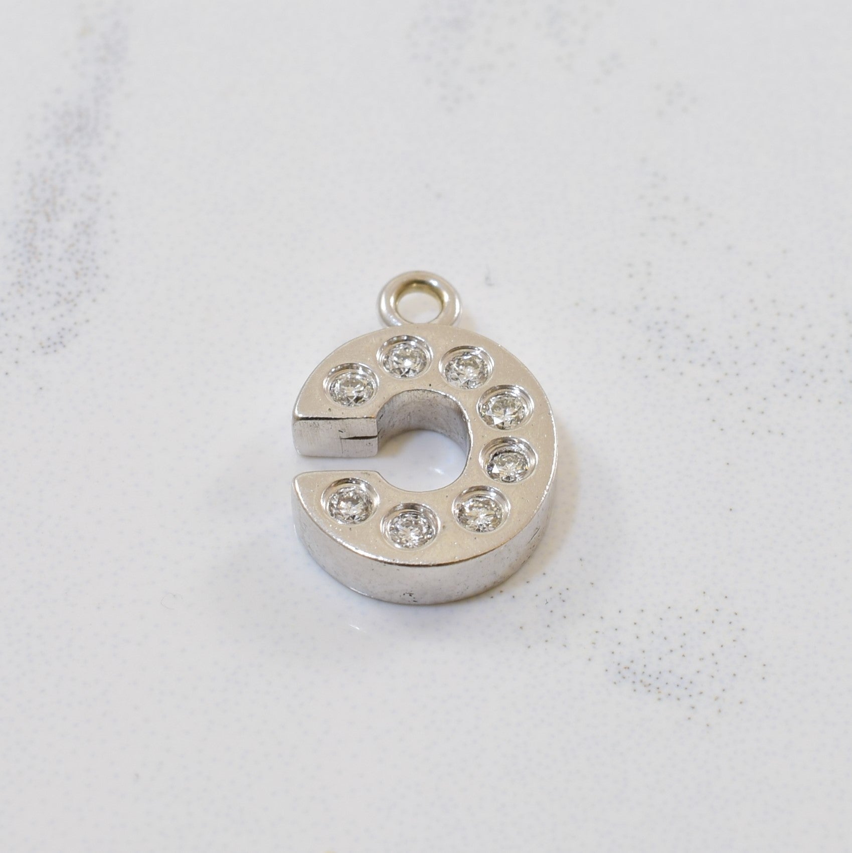 Double Sided Diamond 'C' Initial Charm | 0.16ctw |