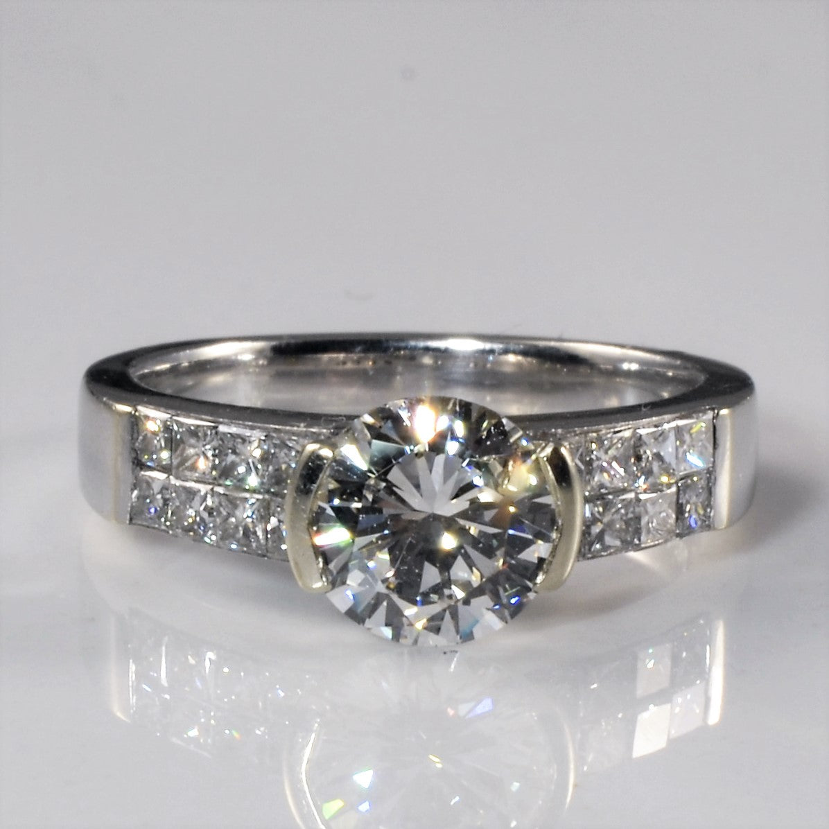 Princess Pave Semi Bezel Engagement Ring | 1.75ctw | SZ 6 |